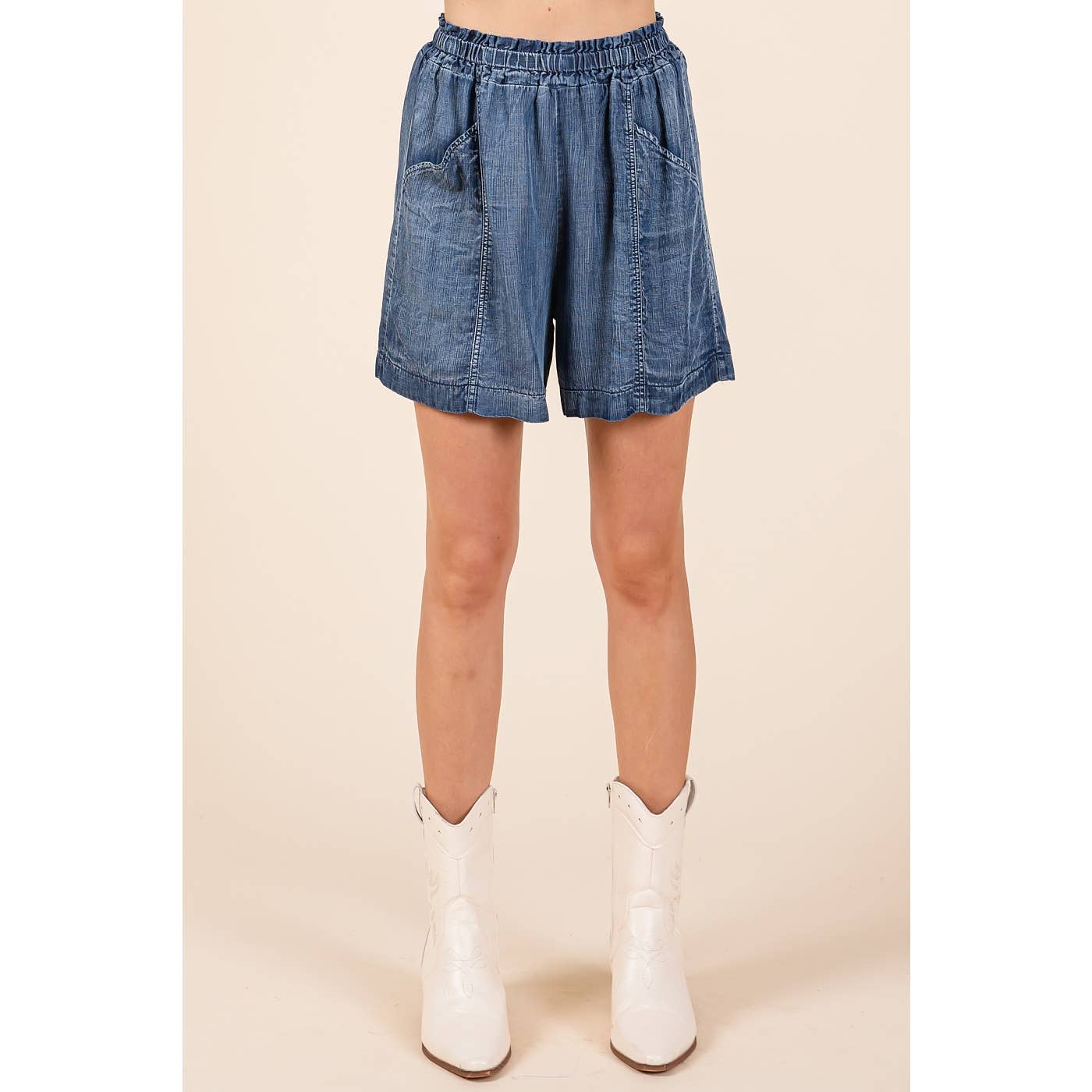 Washed Chambray Shorts