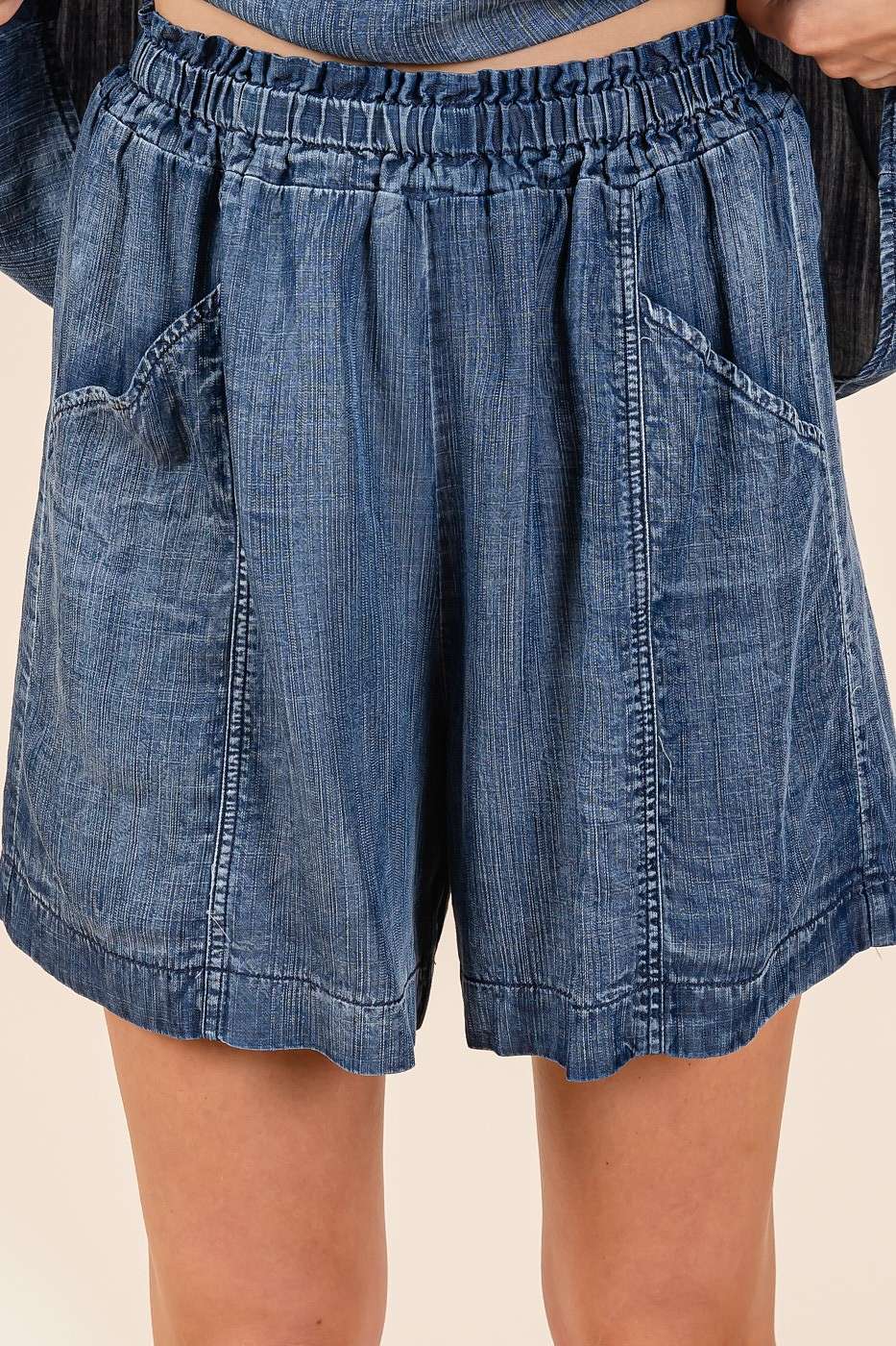 Washed Chambray Shorts