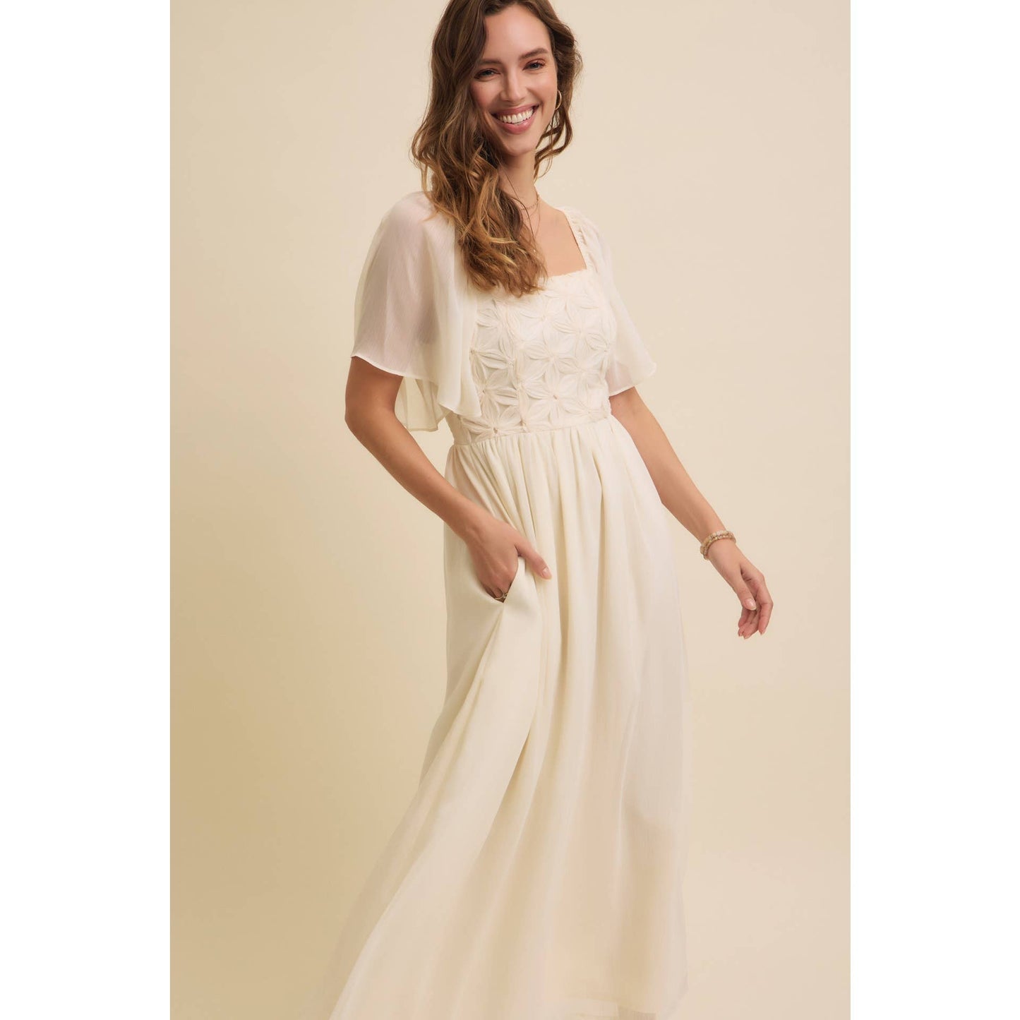 Feminine Flutter Midi Dress