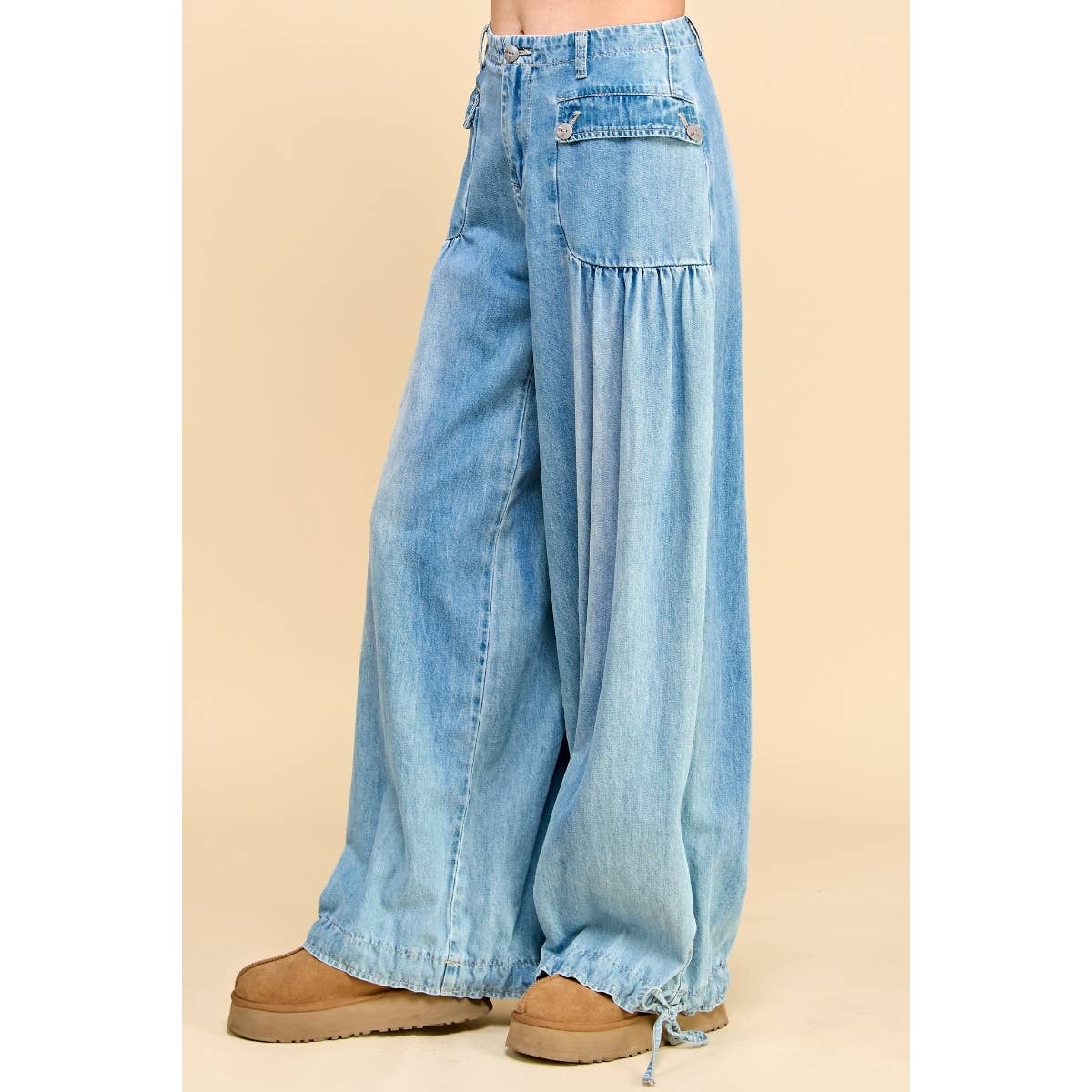 Drawstring Denim Pants