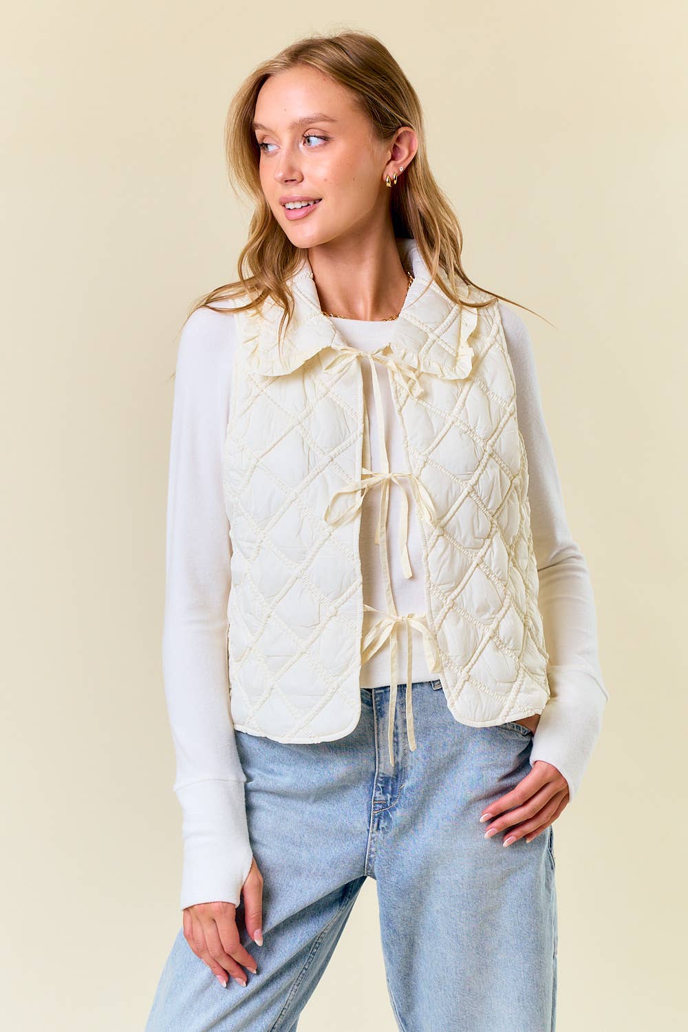 Ruffled and Quilted Vest