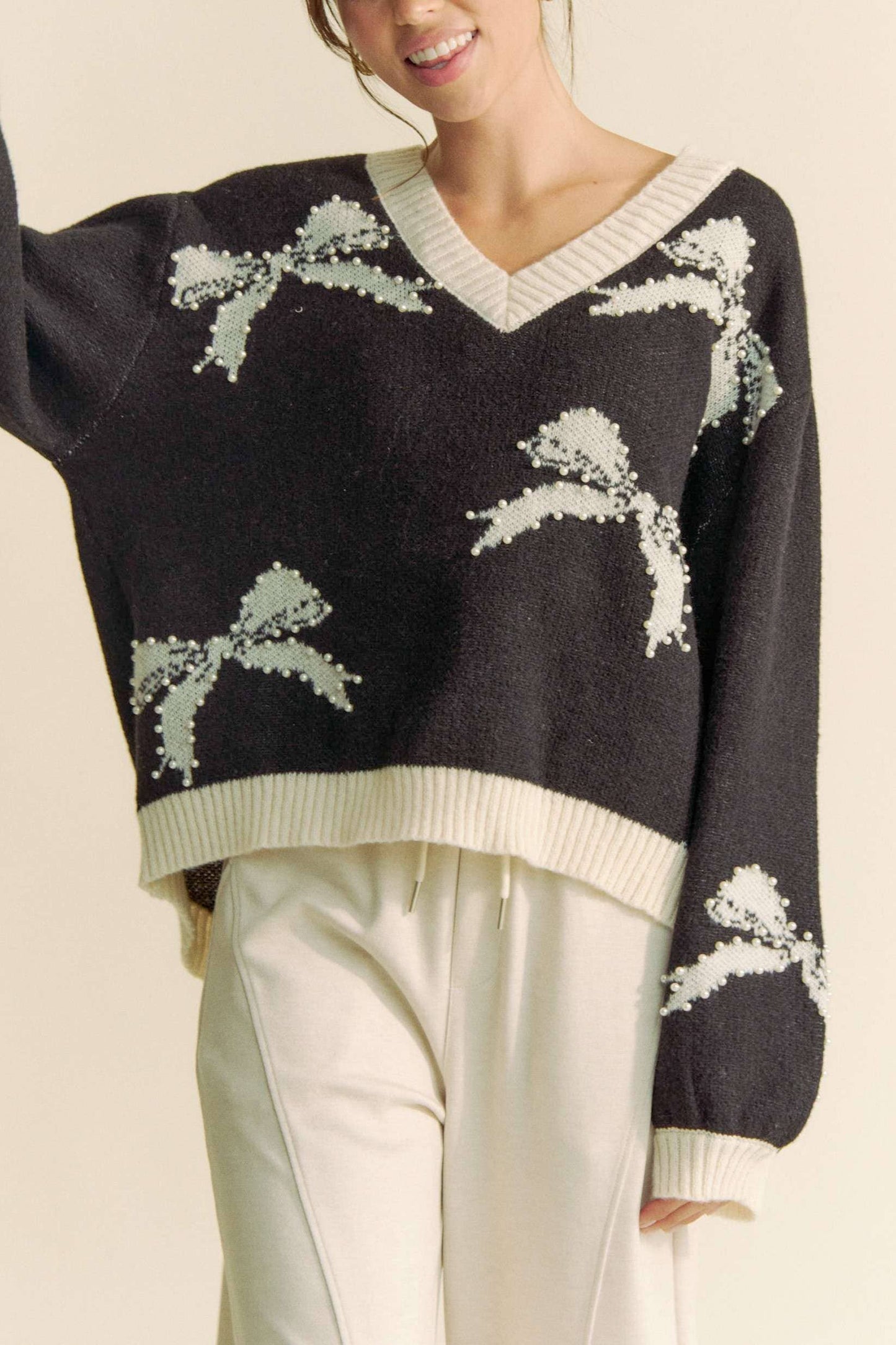 Bows and Pearls Sweater