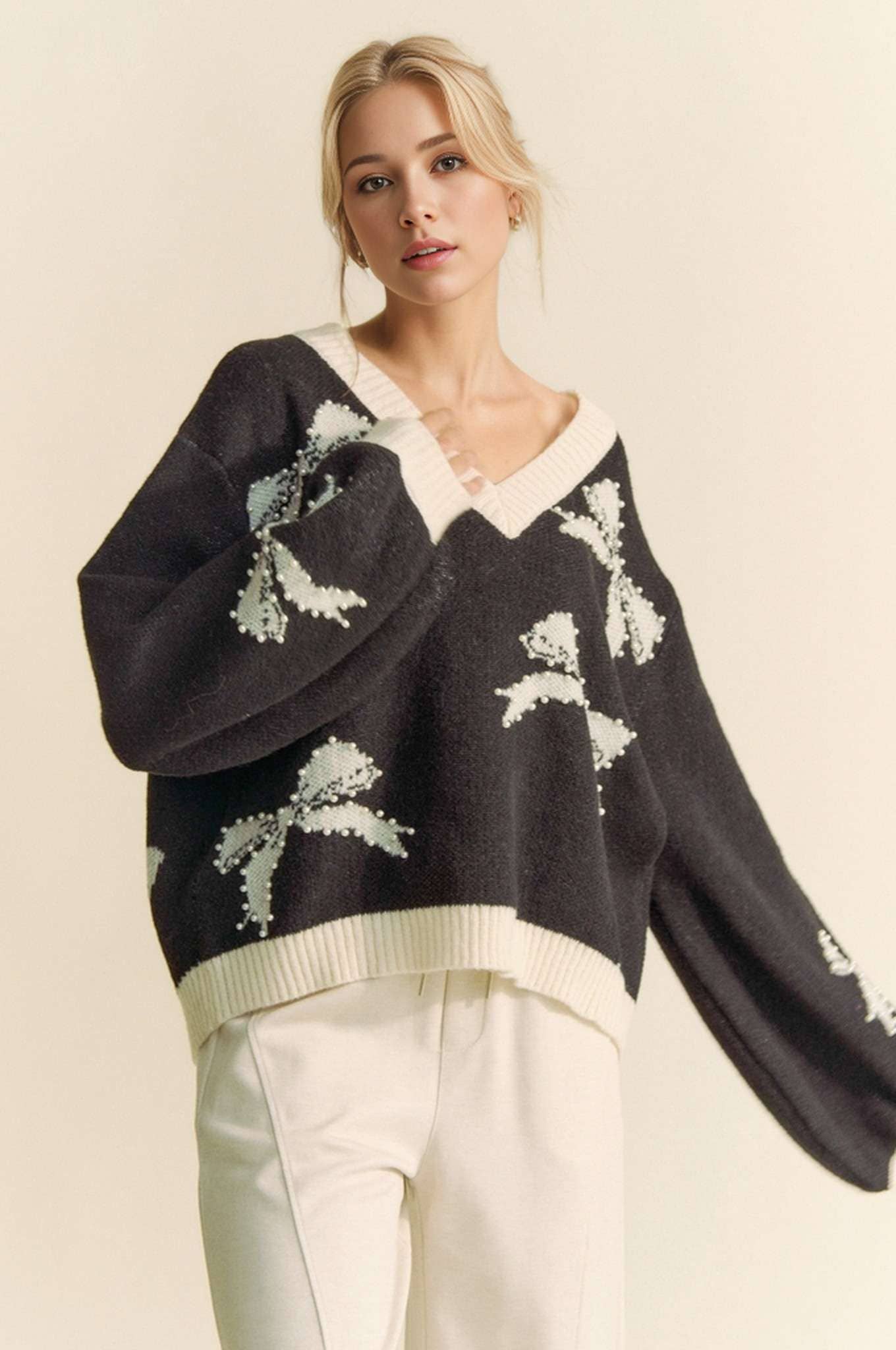 Bows and Pearls Sweater