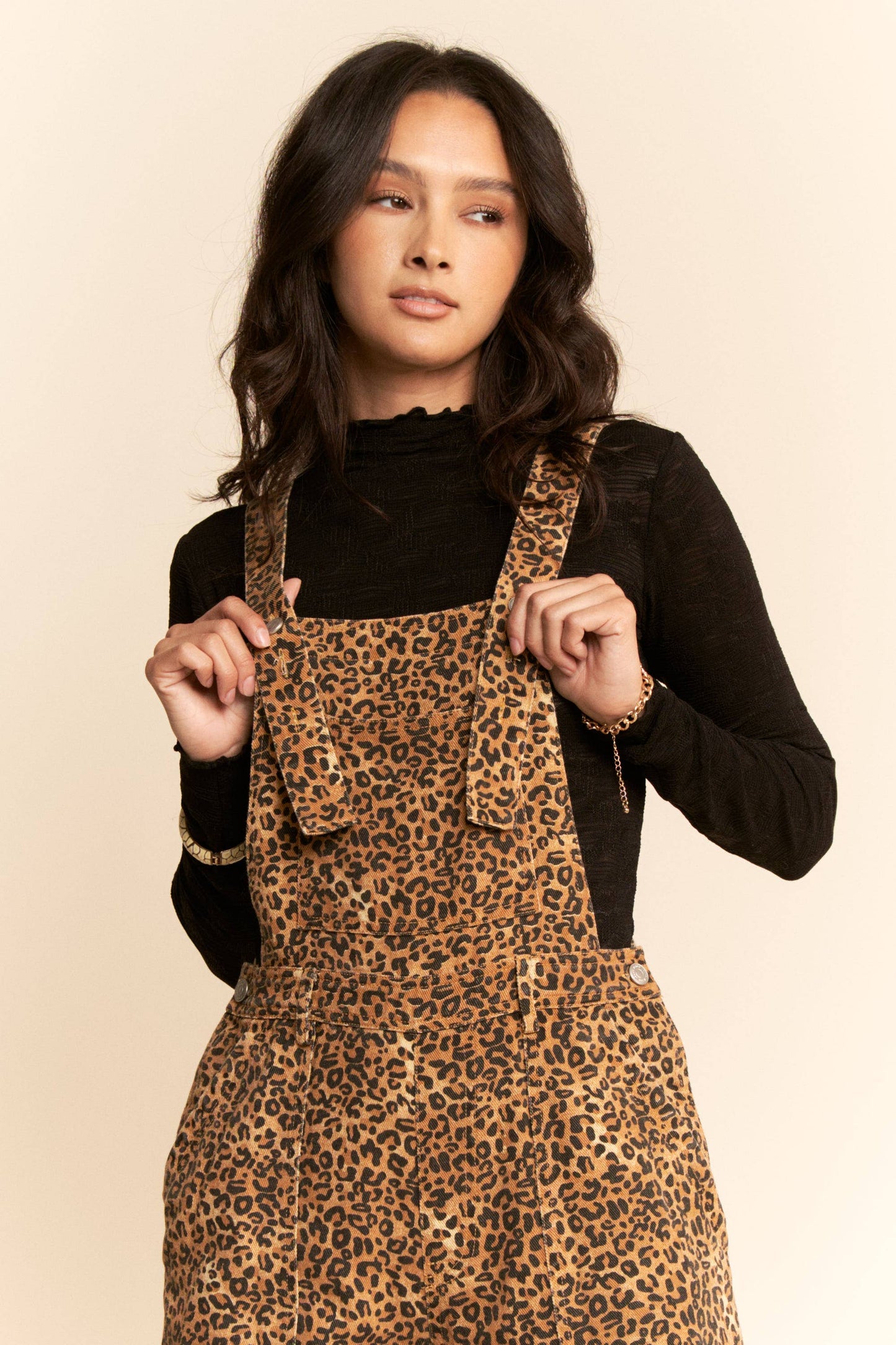 Denim Leopard Overalls