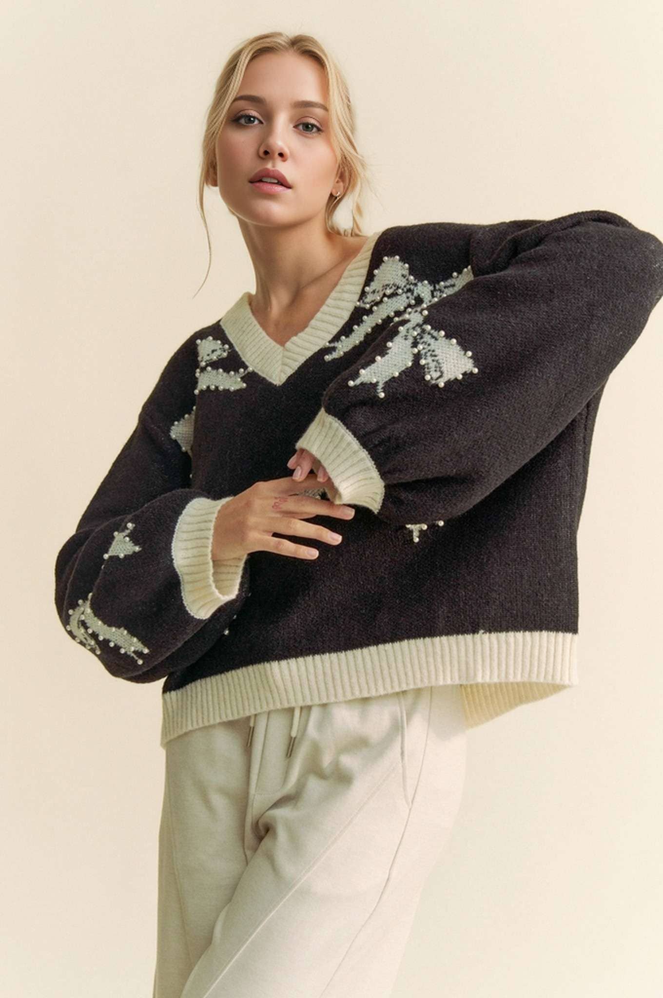 Bows and Pearls Sweater