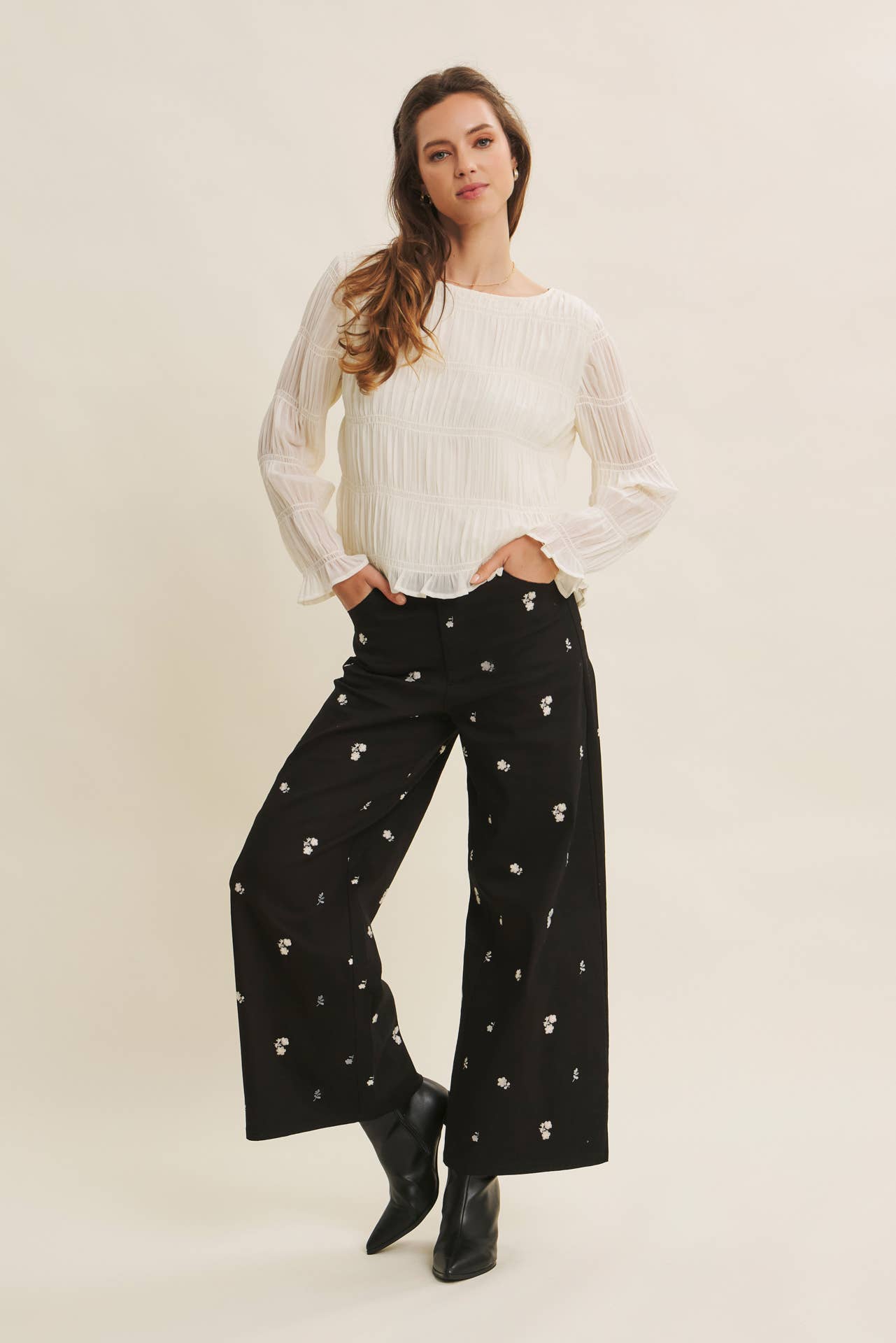 Floral Embroidered Pants
