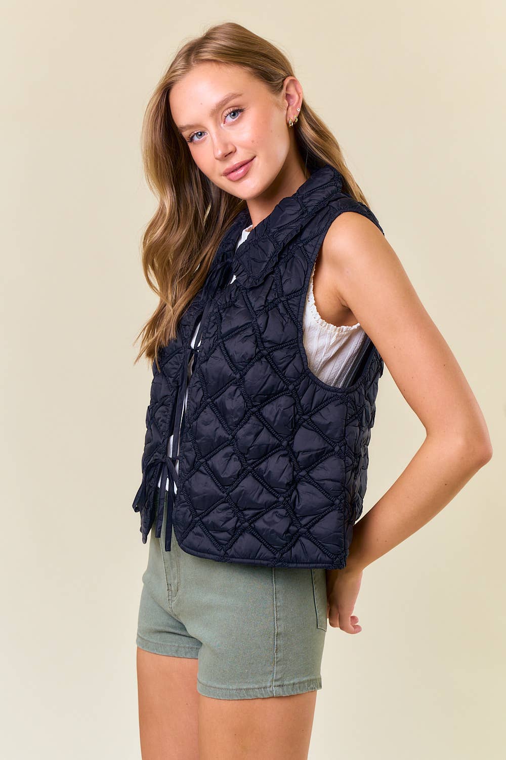 Ruffled and Quilted Vest