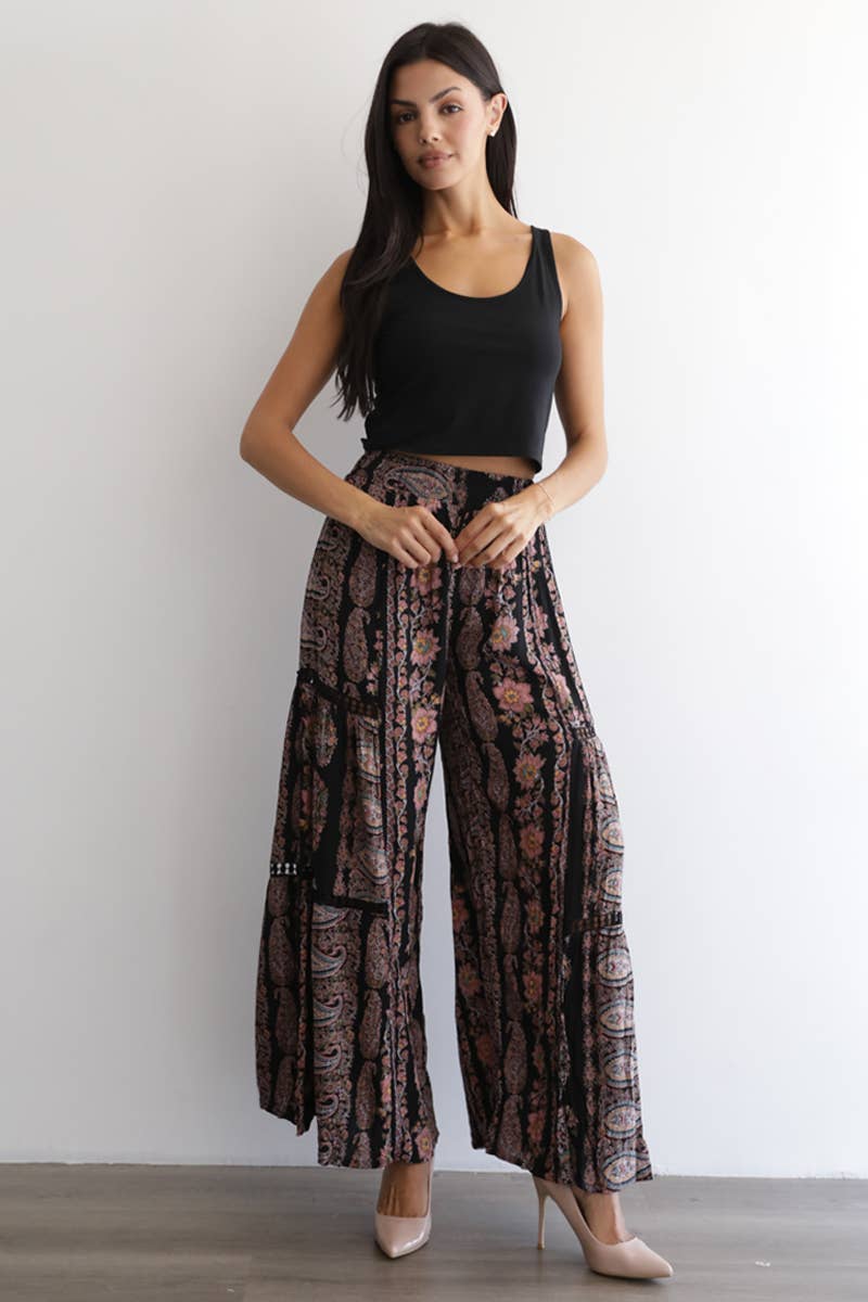 Black Boho Lace Pants
