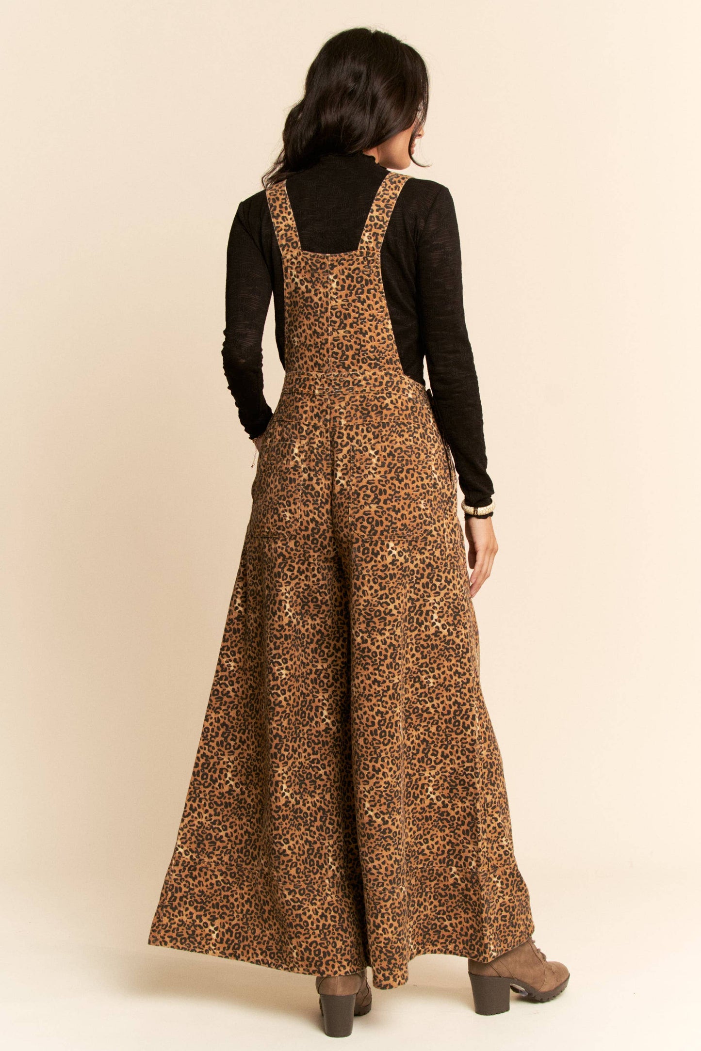 Denim Leopard Overalls