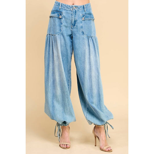 Drawstring Denim Pants