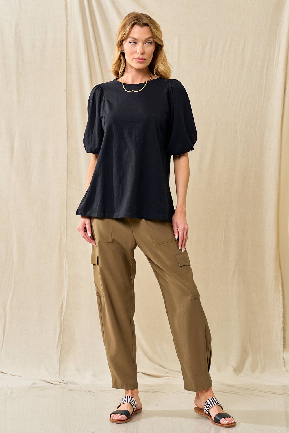 Sweet Black Puff Sleeve Top