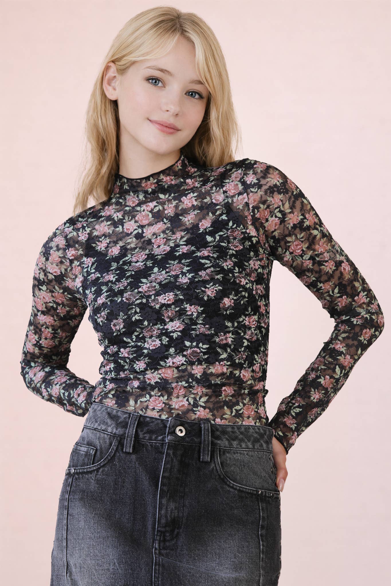 Floral and Free Mesh Top