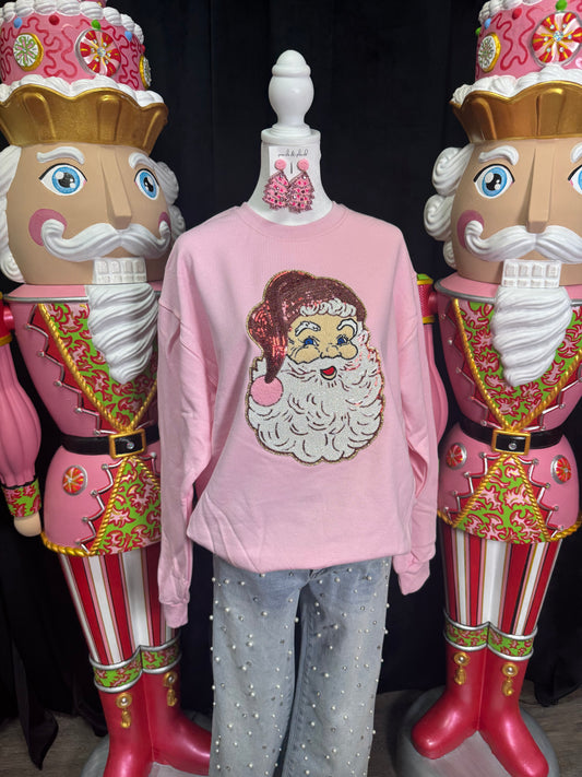 Baby Pink Santa Patch Sweatshirt: DOORBUSTER