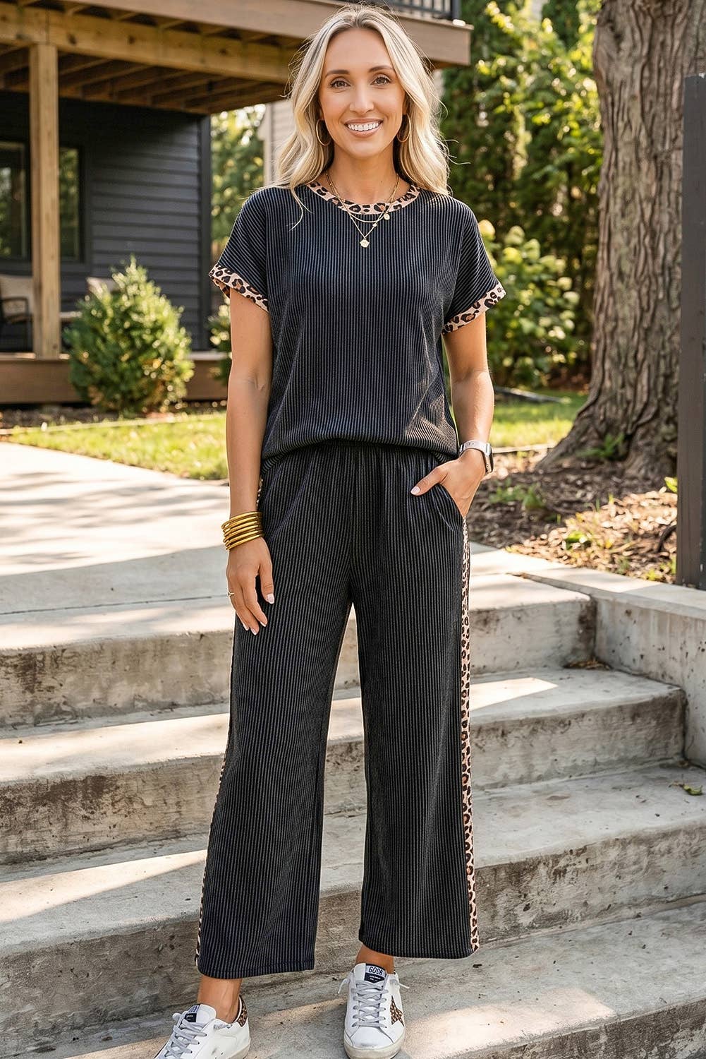 Ribbed Leopard Matching Set