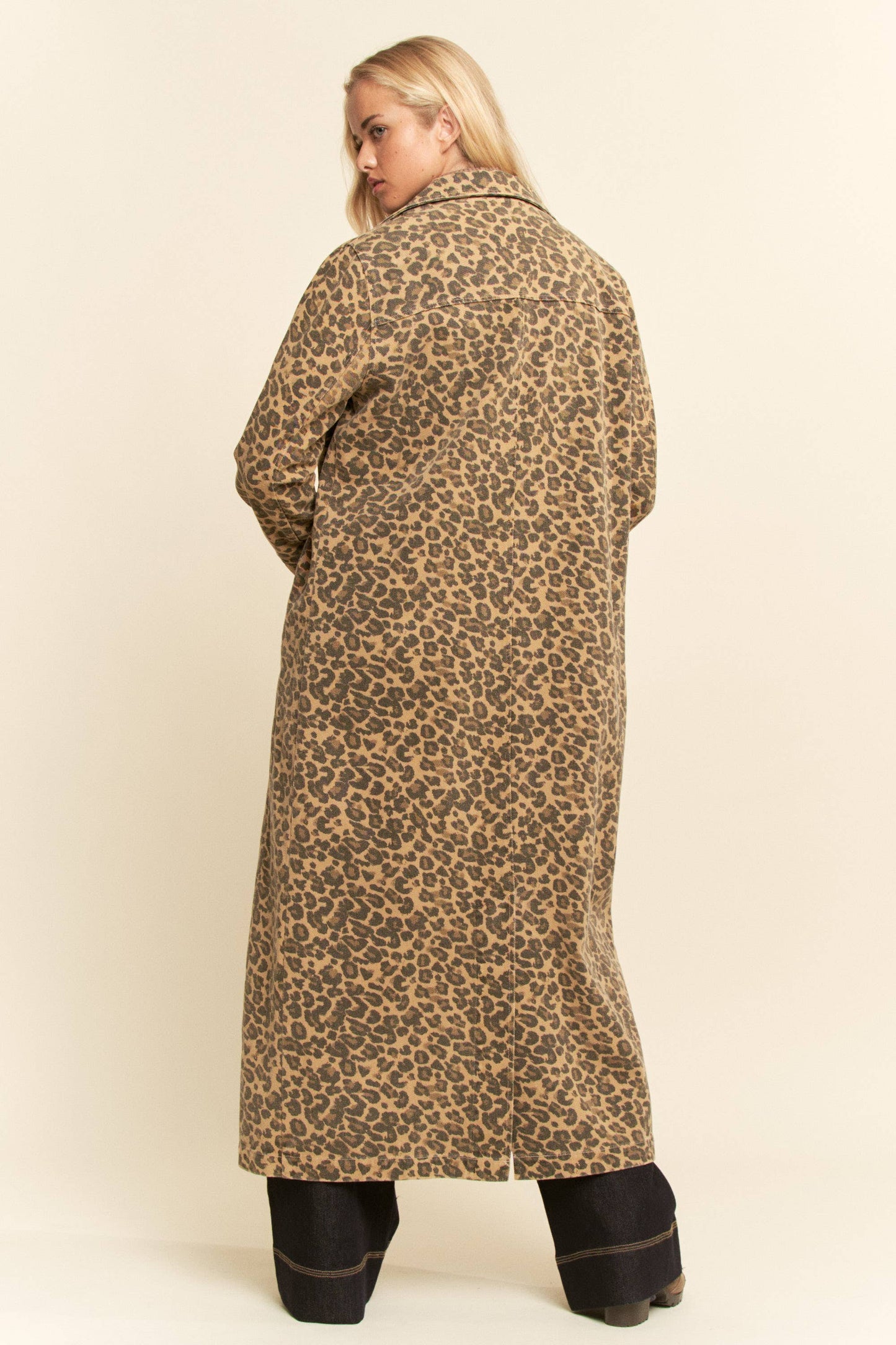 Lucious Leopard Denim Duster
