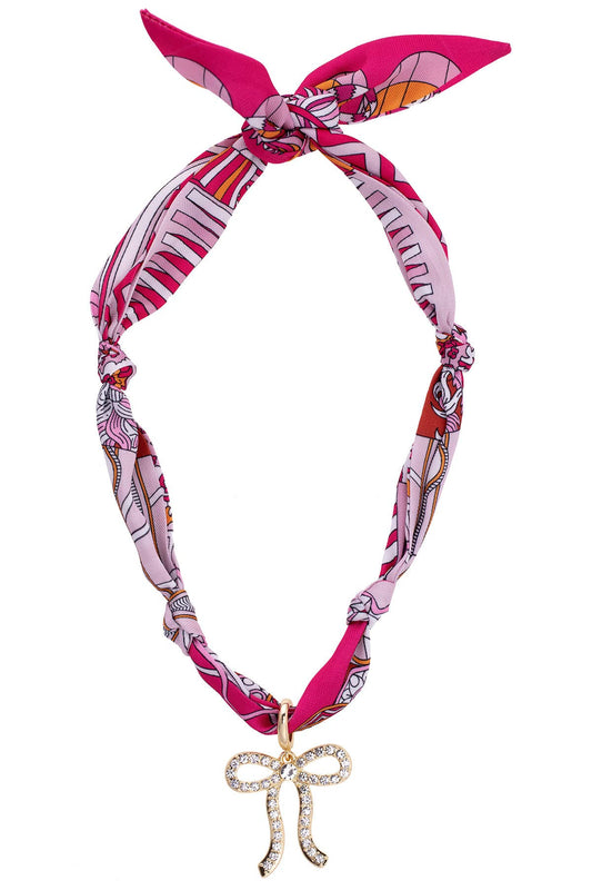 Pave Bow Scarf Necklace