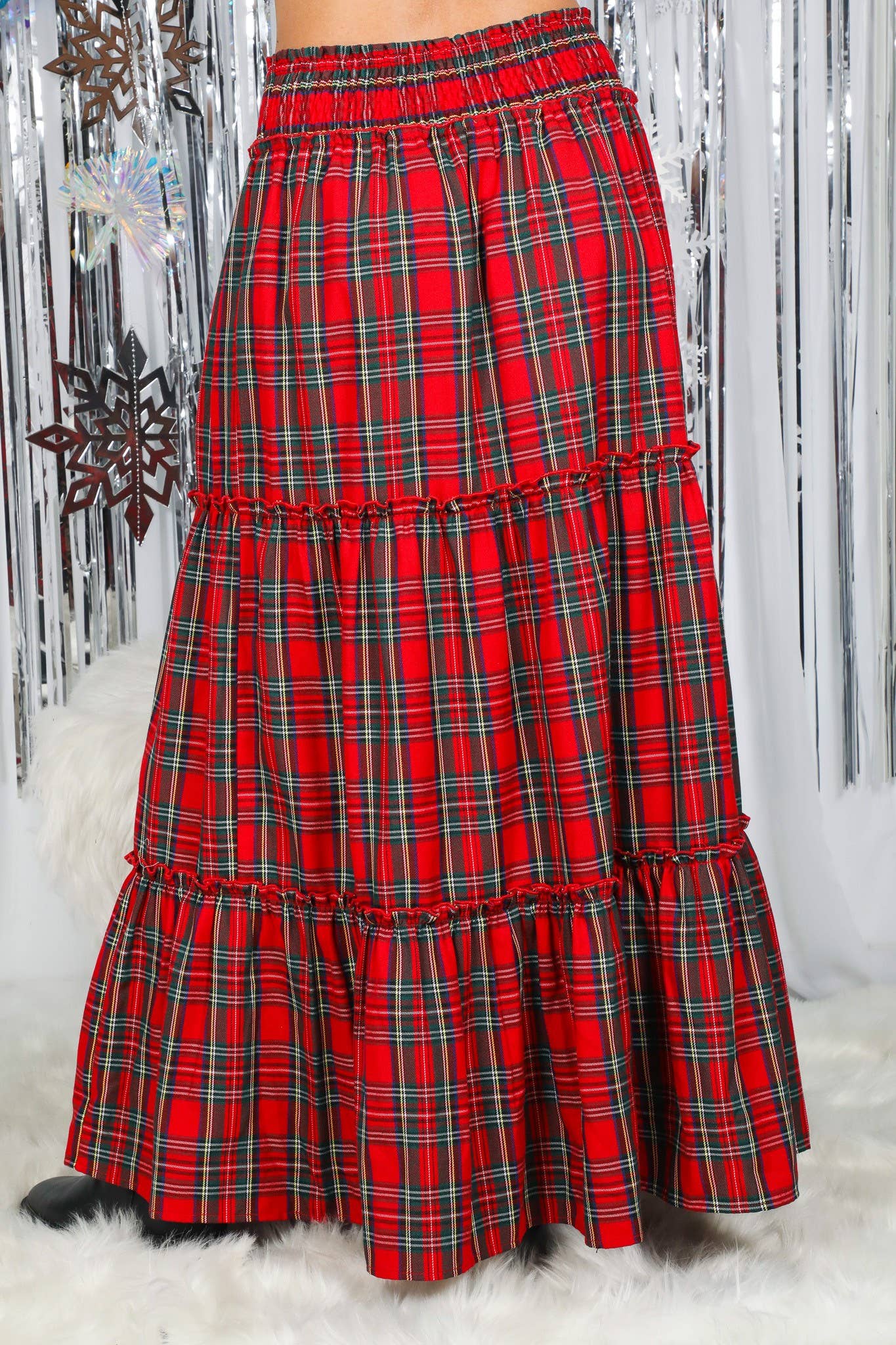 Tartan Tiered Maxi Skirt