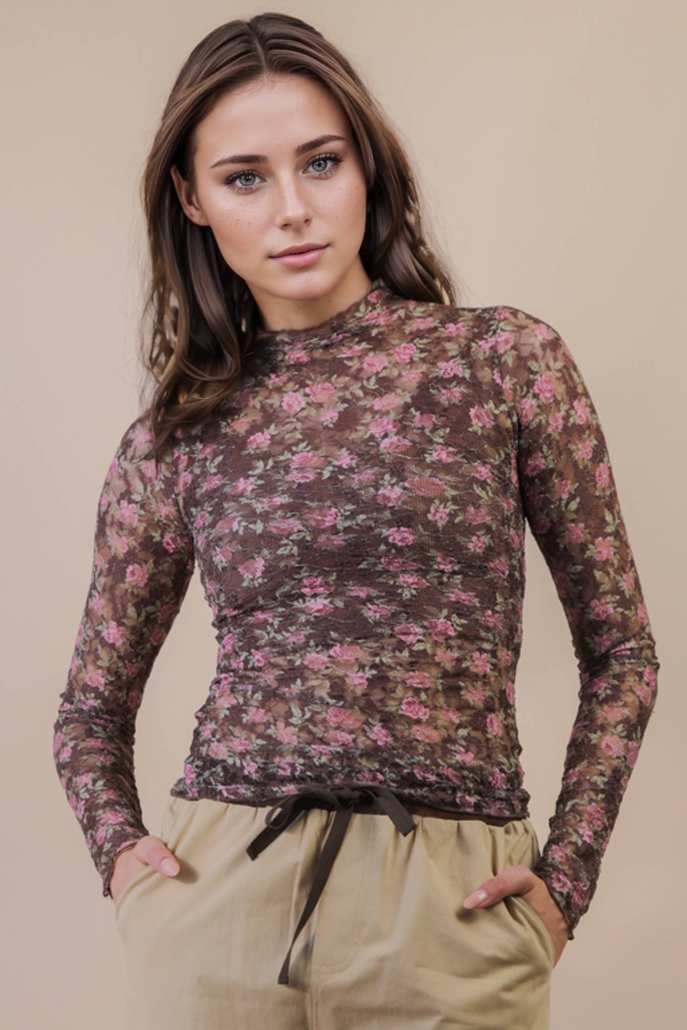 Country Gal Floral Mesh Top