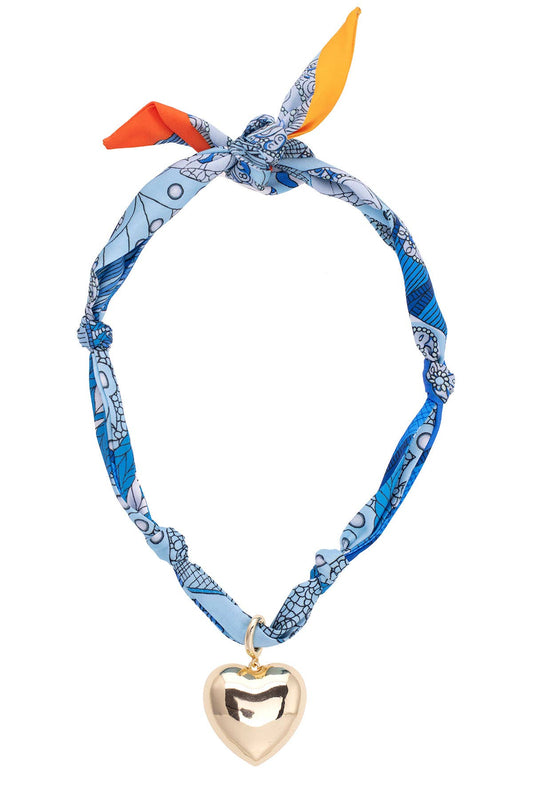Puffy Heart Scarf Necklace