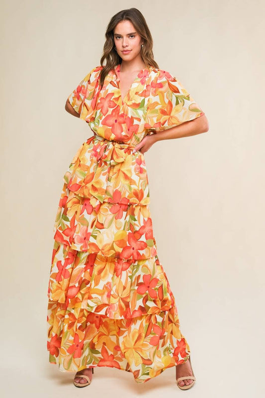 Pretty Plumeria Tiered Dress