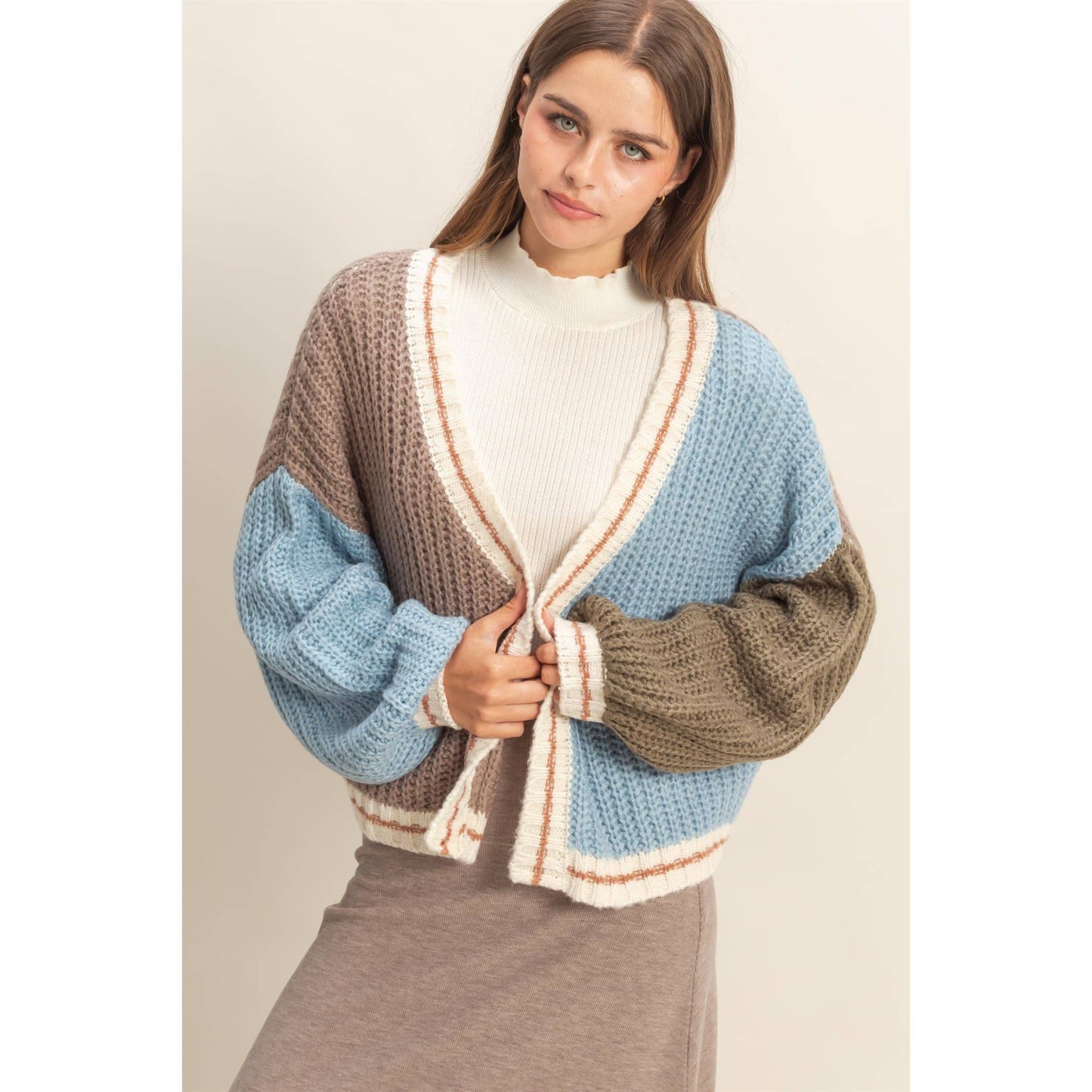 Cutie Block Color Cardigan