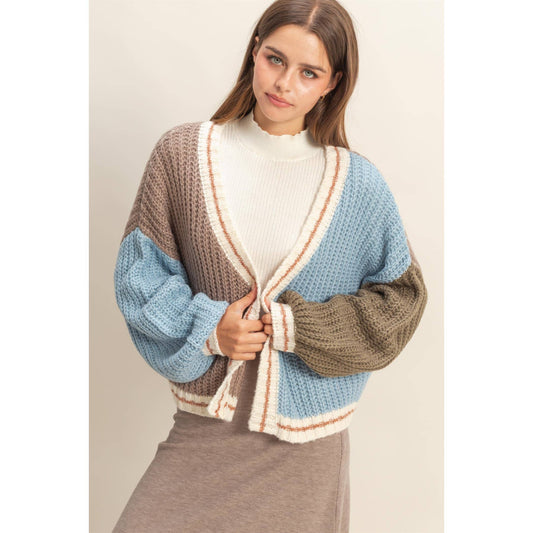 Cutie Block Color Cardigan