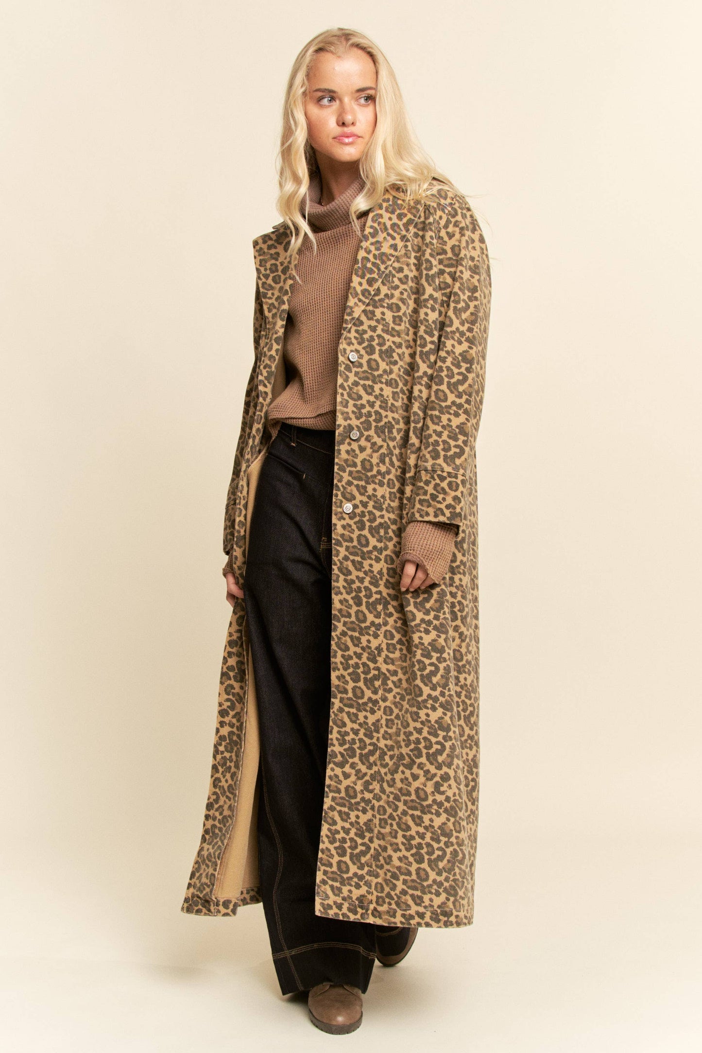 Lucious Leopard Denim Duster