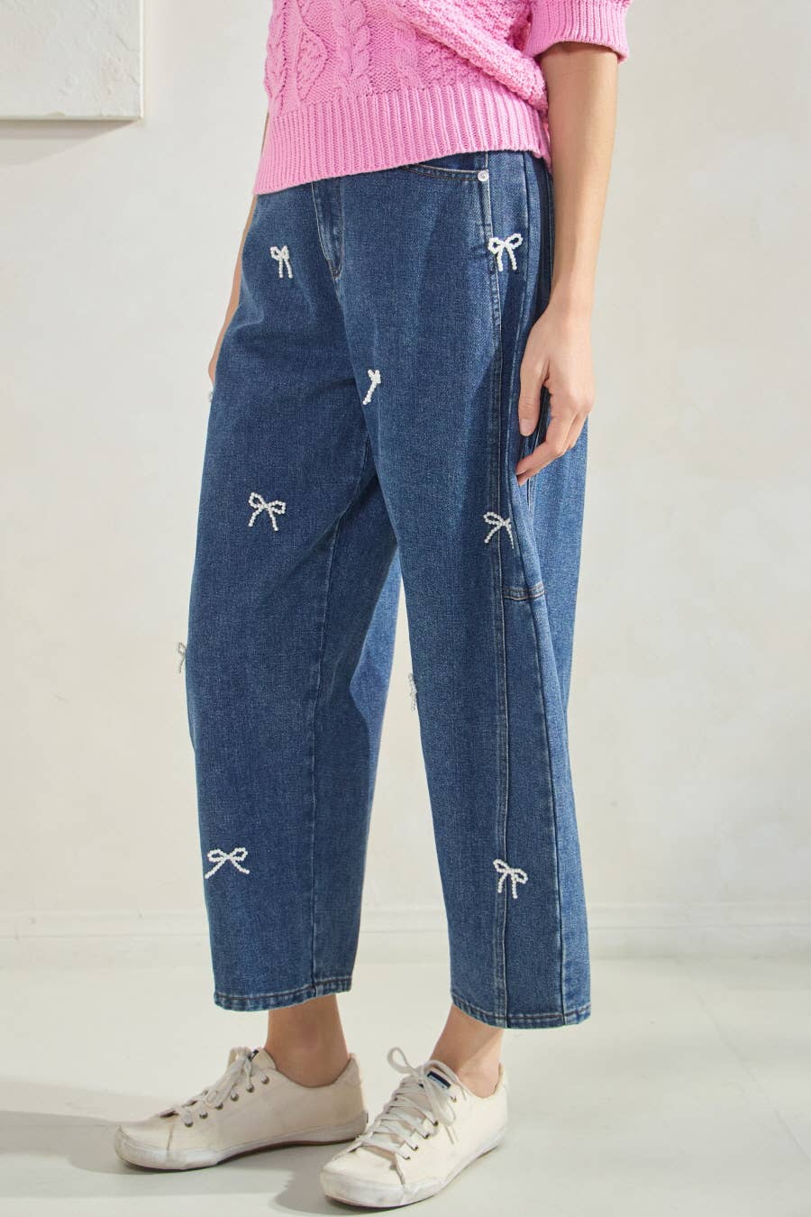Pearl Bow Barrel Jeans