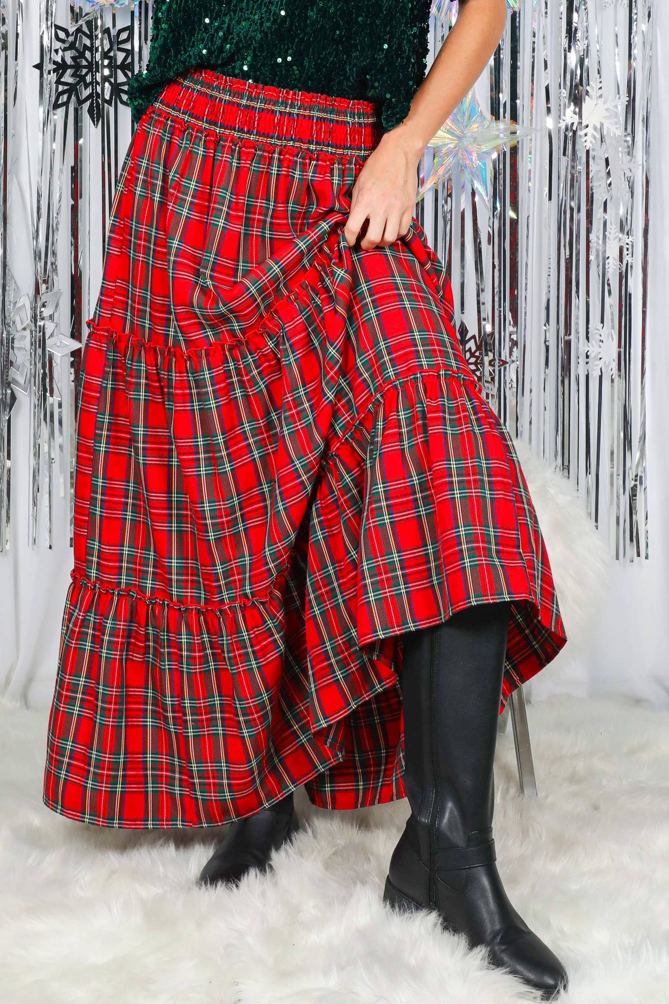 Tartan Tiered Maxi Skirt