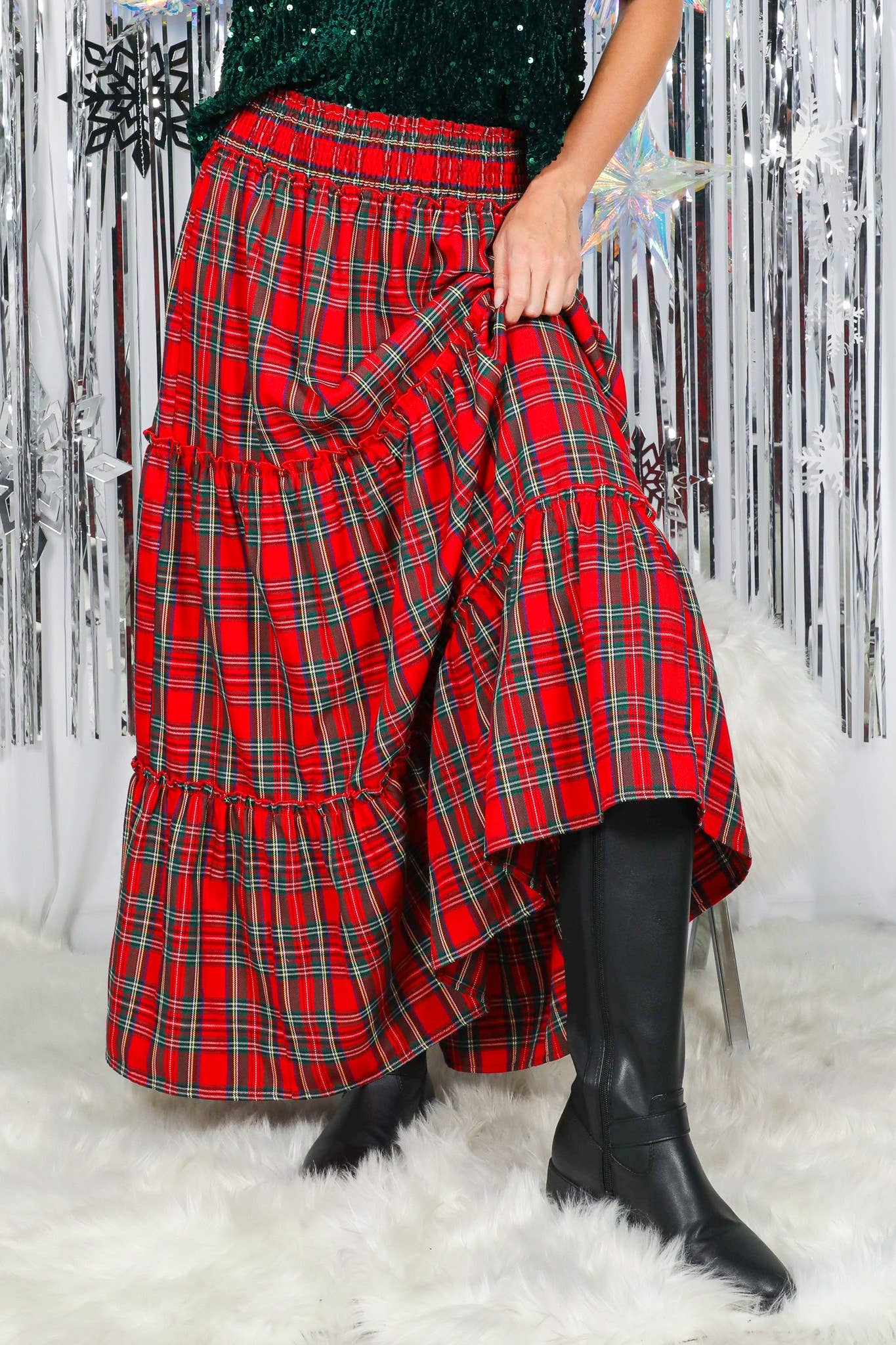 Tartan Tiered Maxi Skirt