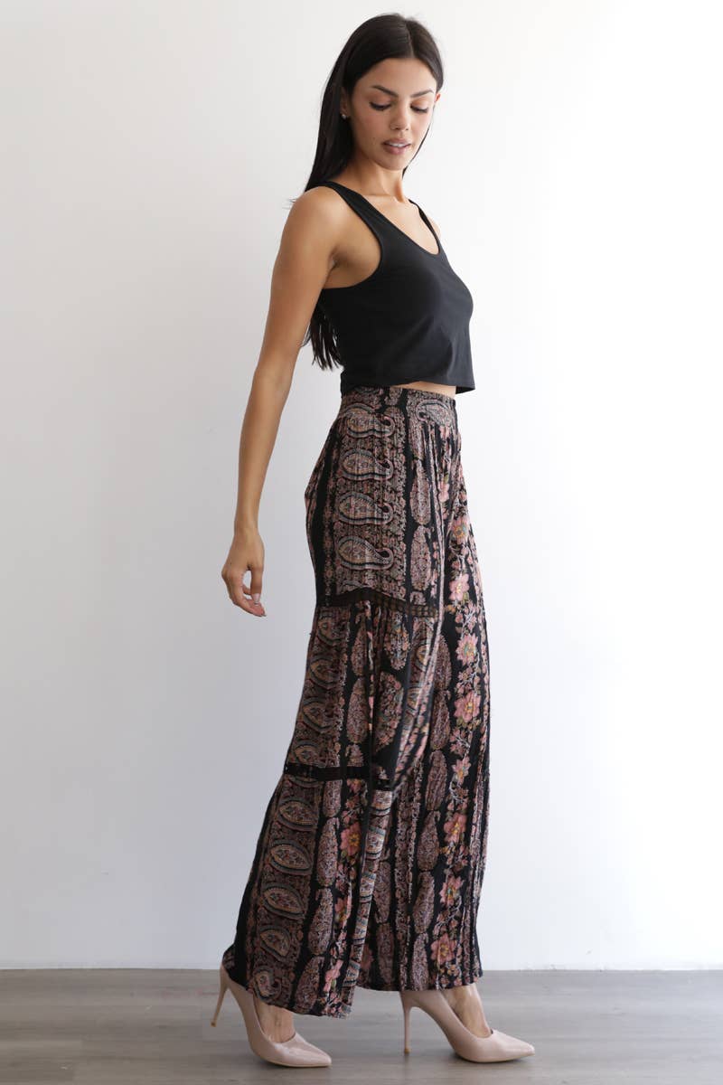 Black Boho Lace Pants