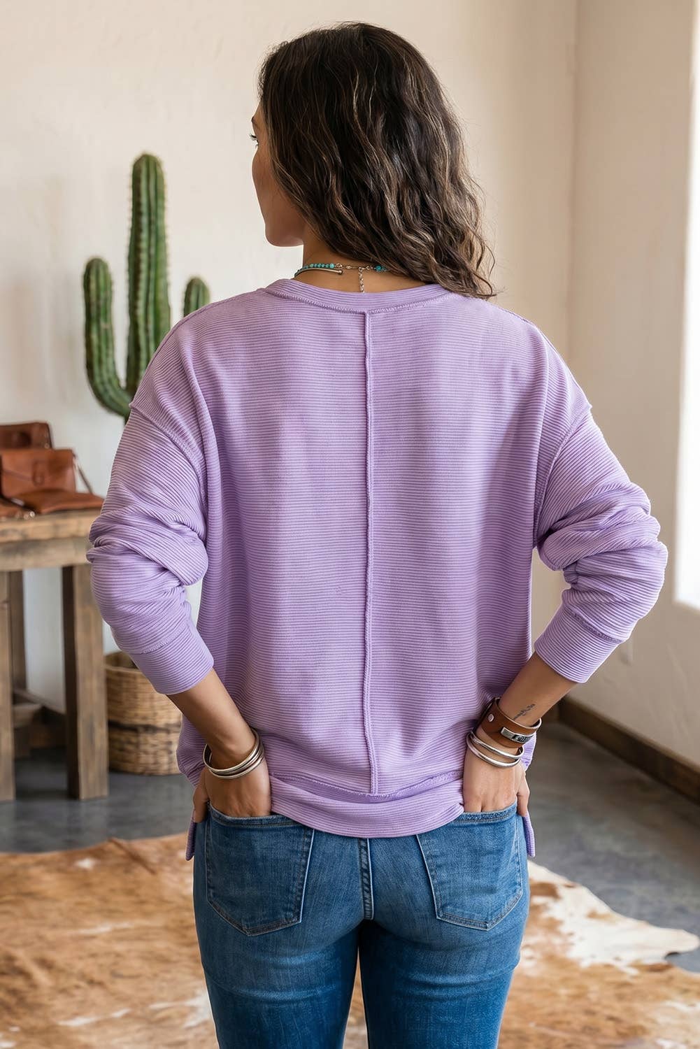 Ribbed Exposed Seam Top