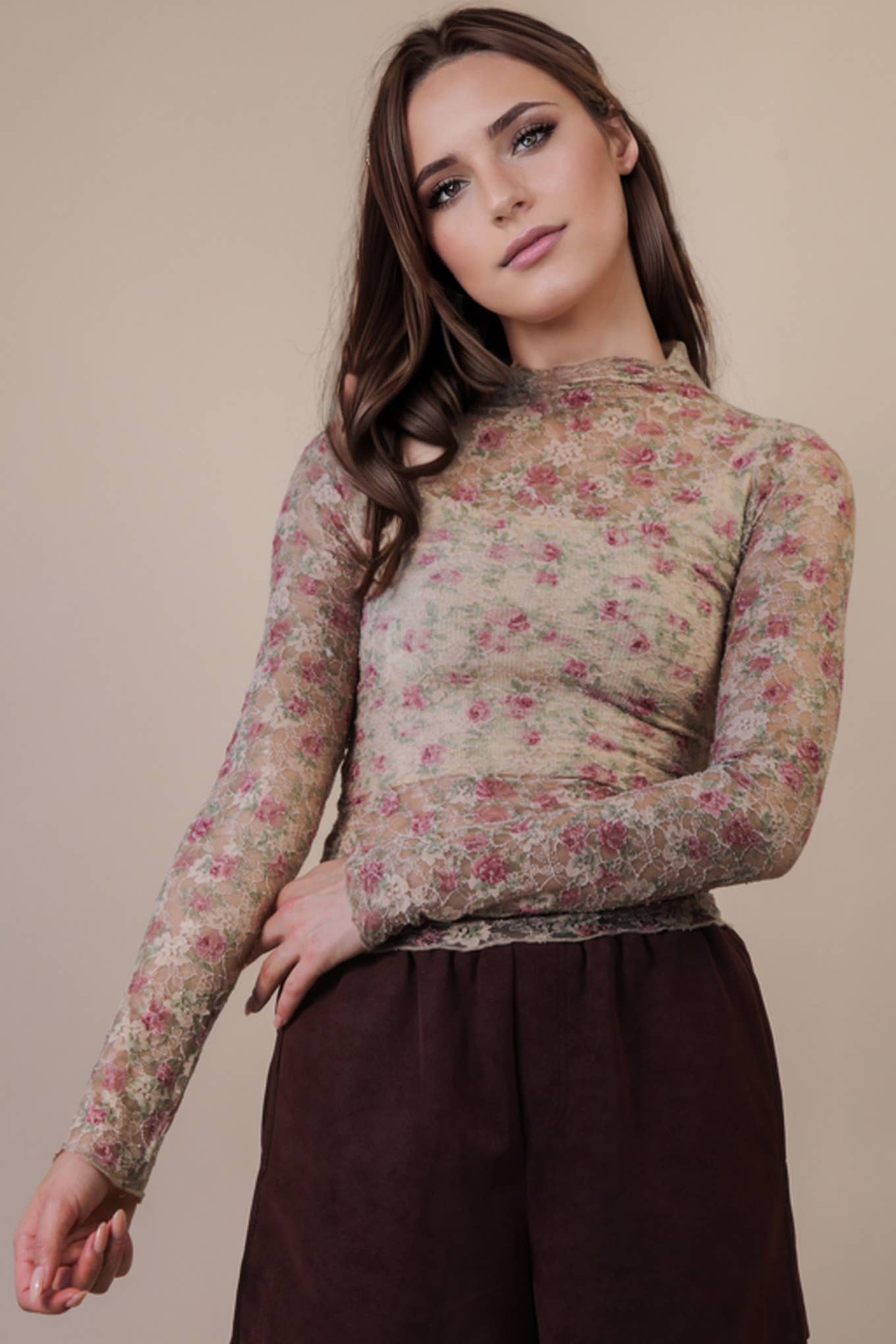 Country Gal Floral Mesh Top