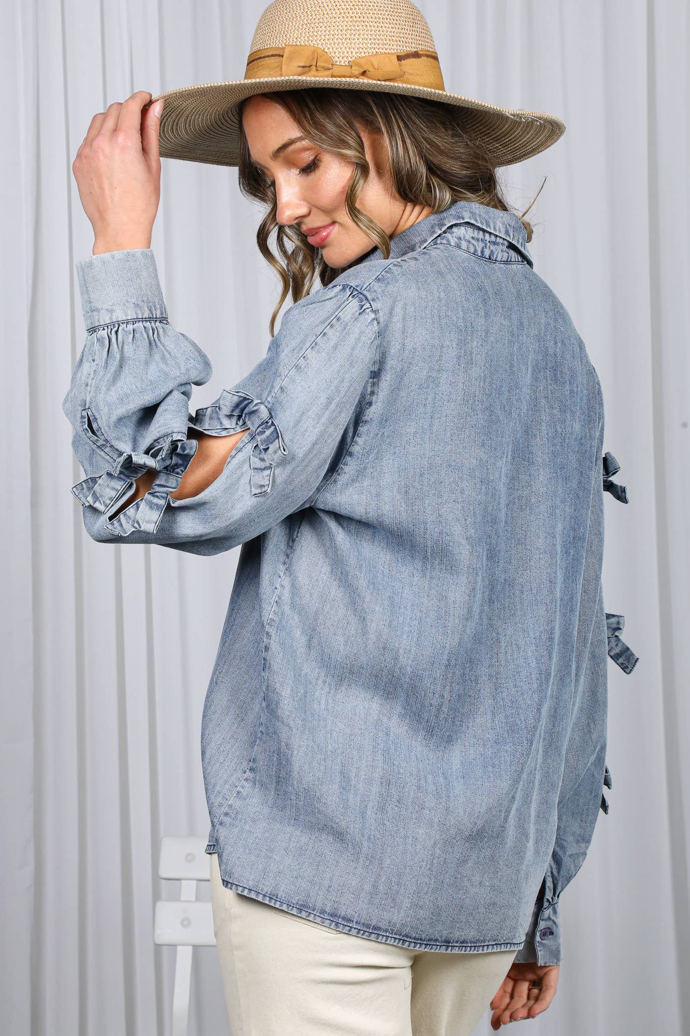 Chambray Bow Top
