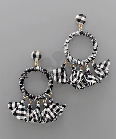 Gingham Tassel Earrings
