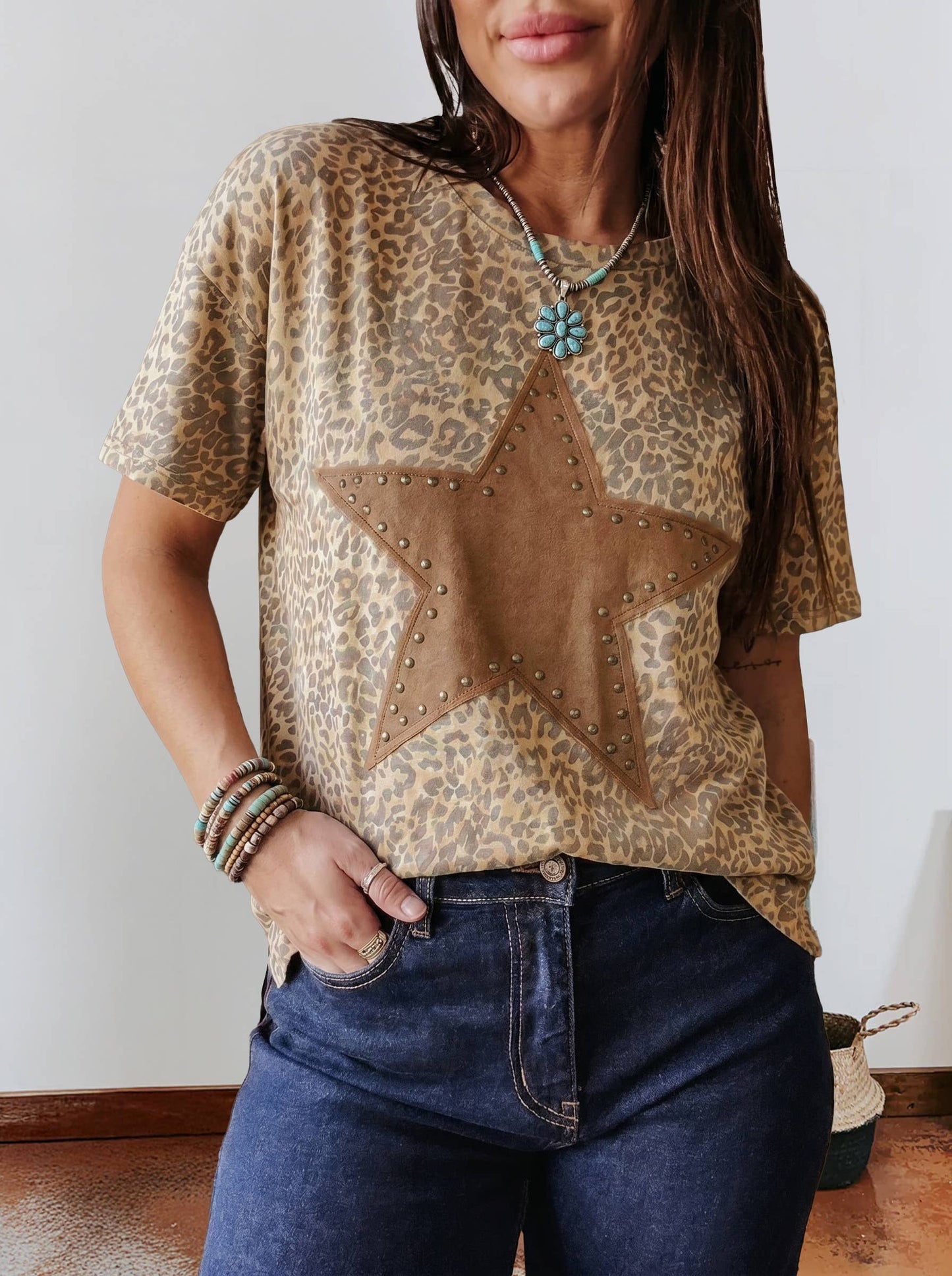 Shine Bright Leopard Star Tee