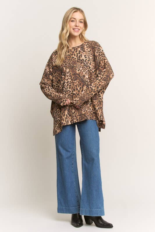 Sleek Feline Ribbed Top
