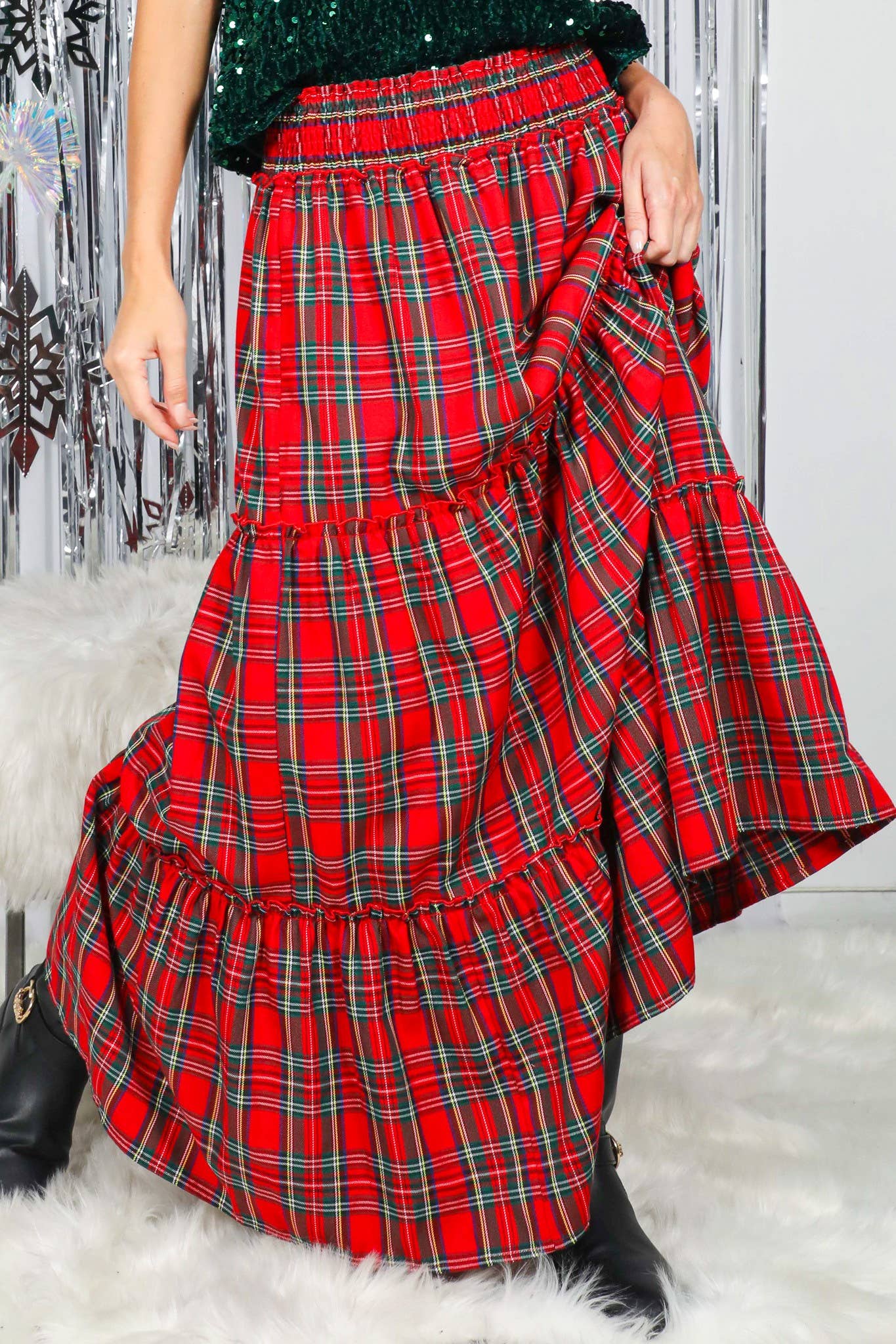 Tartan Tiered Maxi Skirt