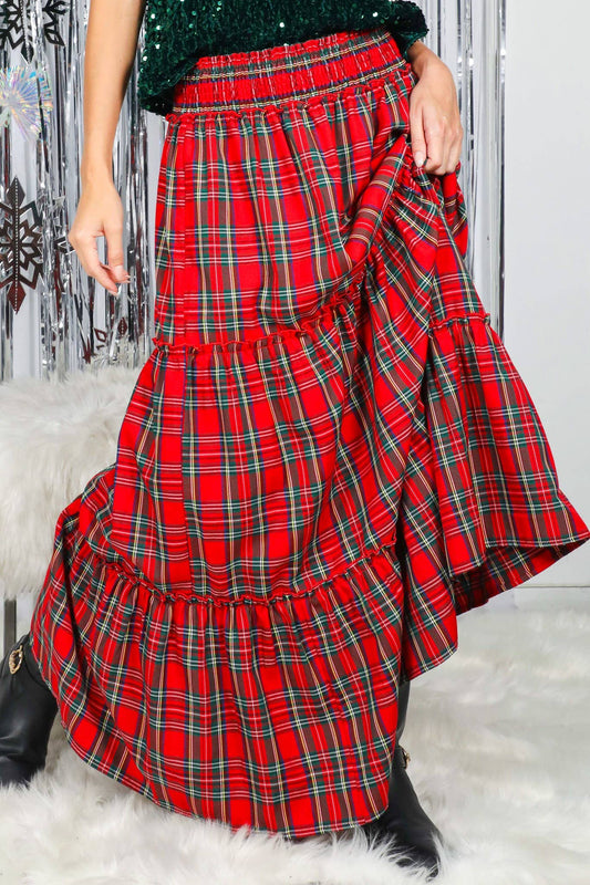 Tartan Tiered Maxi Skirt