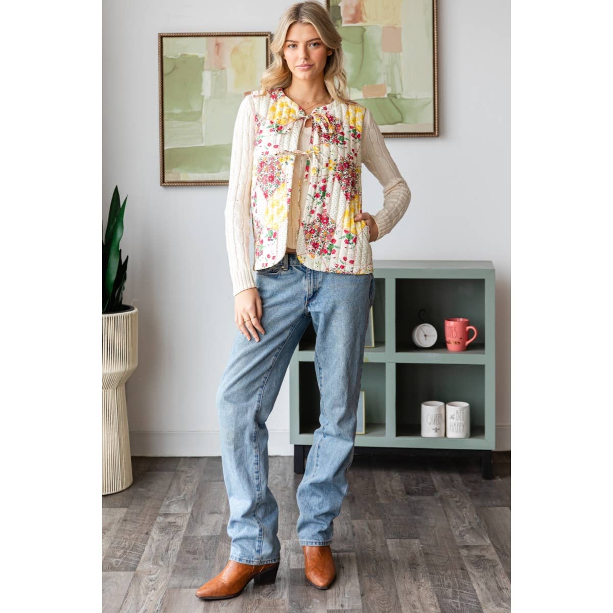 Vintage Floral Quilted Vest