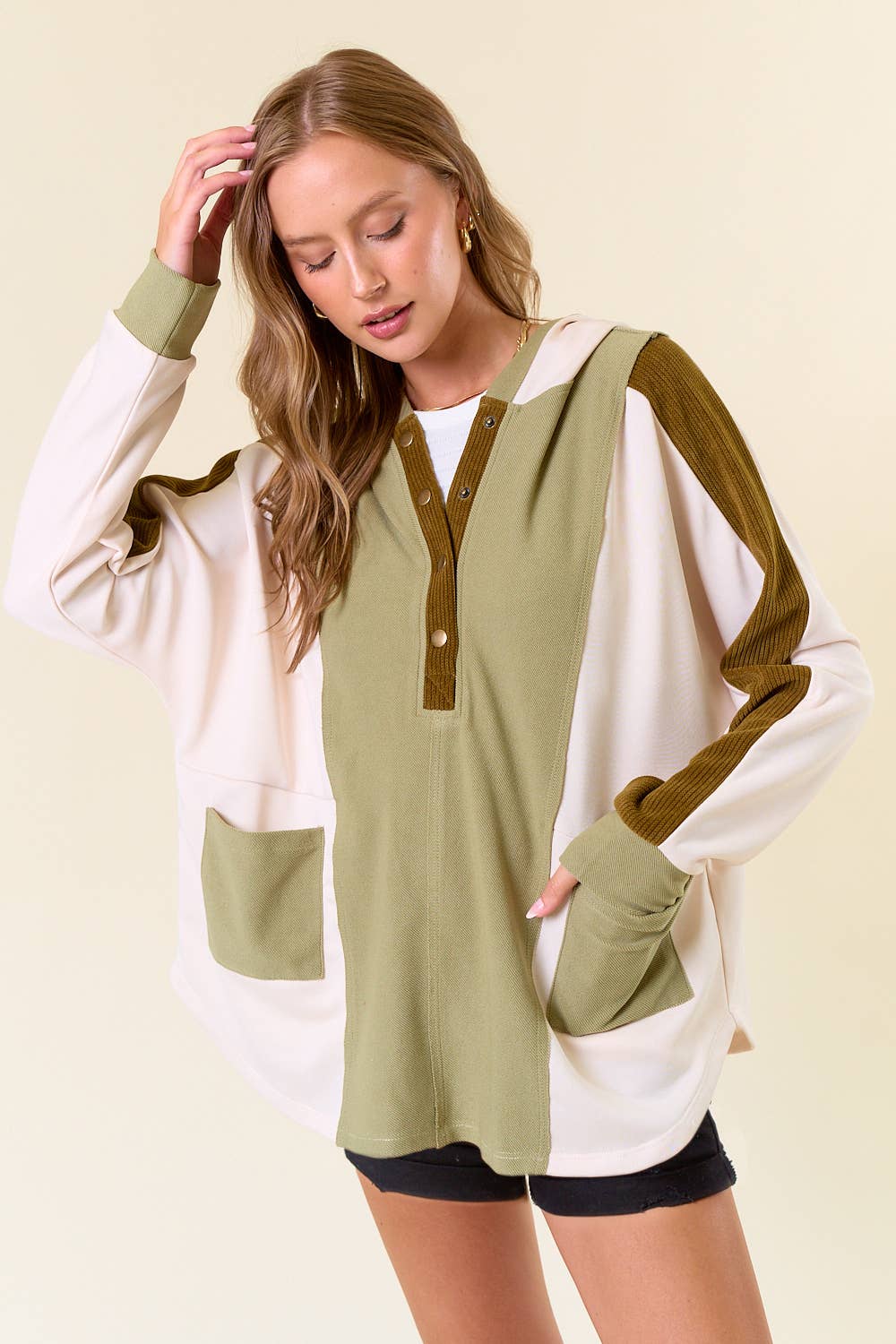 Cute Colorblock Pullover Top