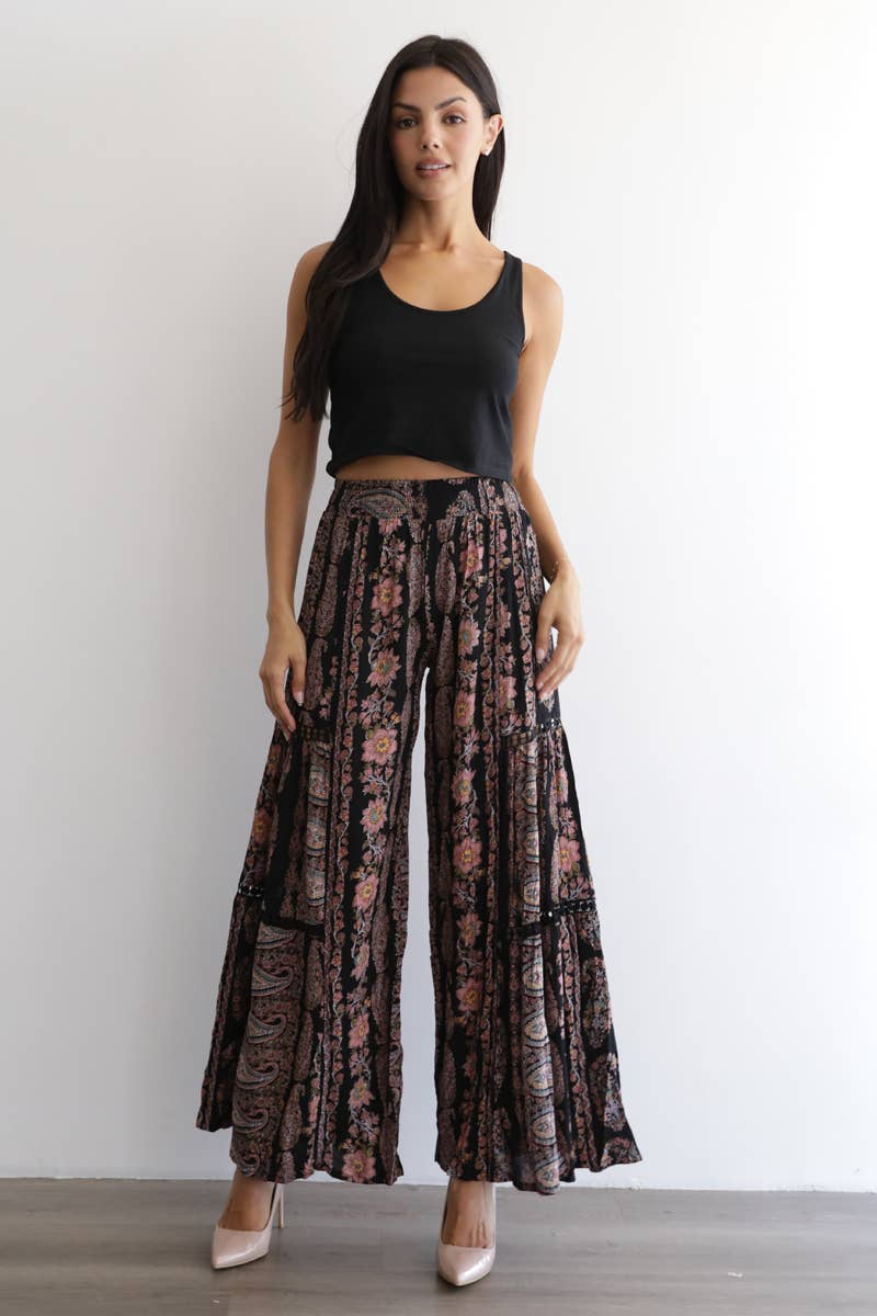 Black Boho Lace Pants