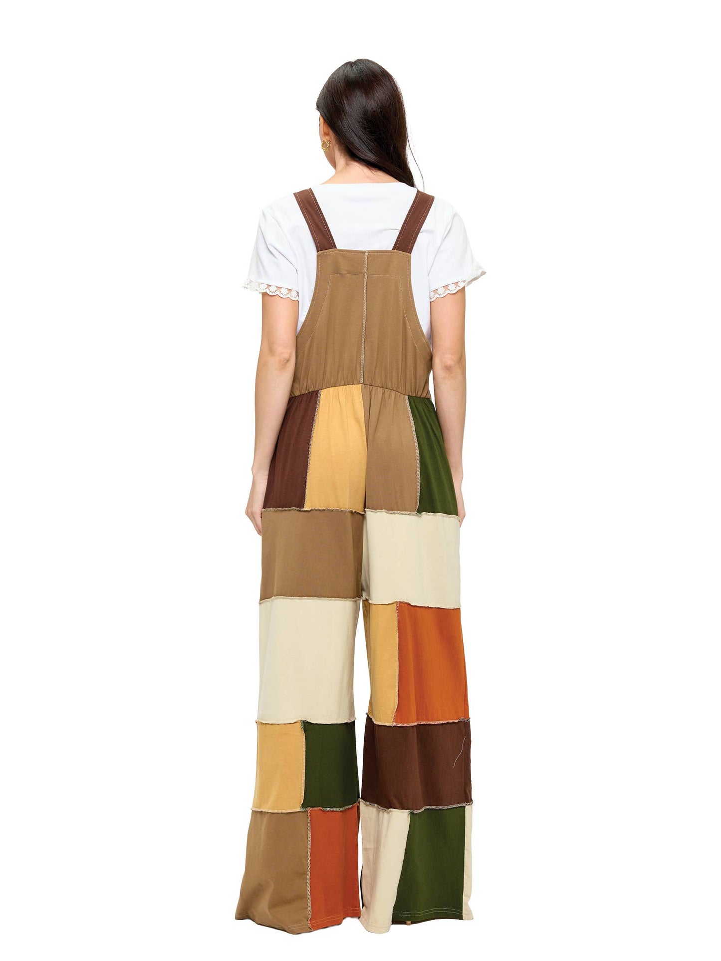 Floral Embroidered Patchwork Overalls
