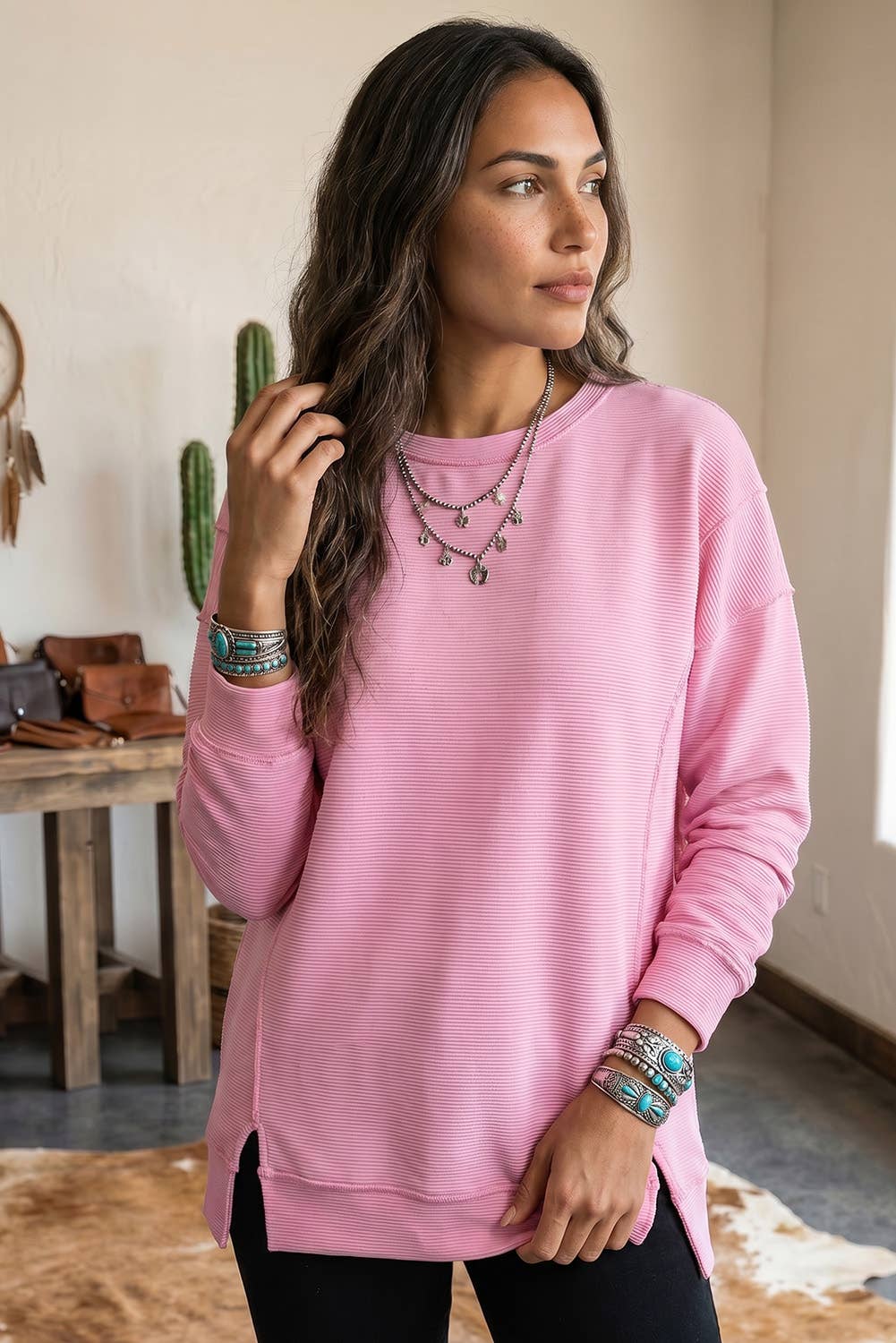 Ribbed Exposed Seam Top