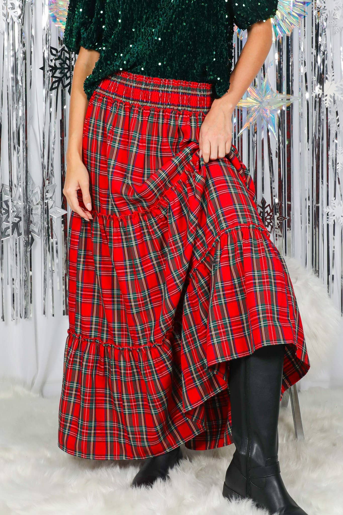 Tartan Tiered Maxi Skirt