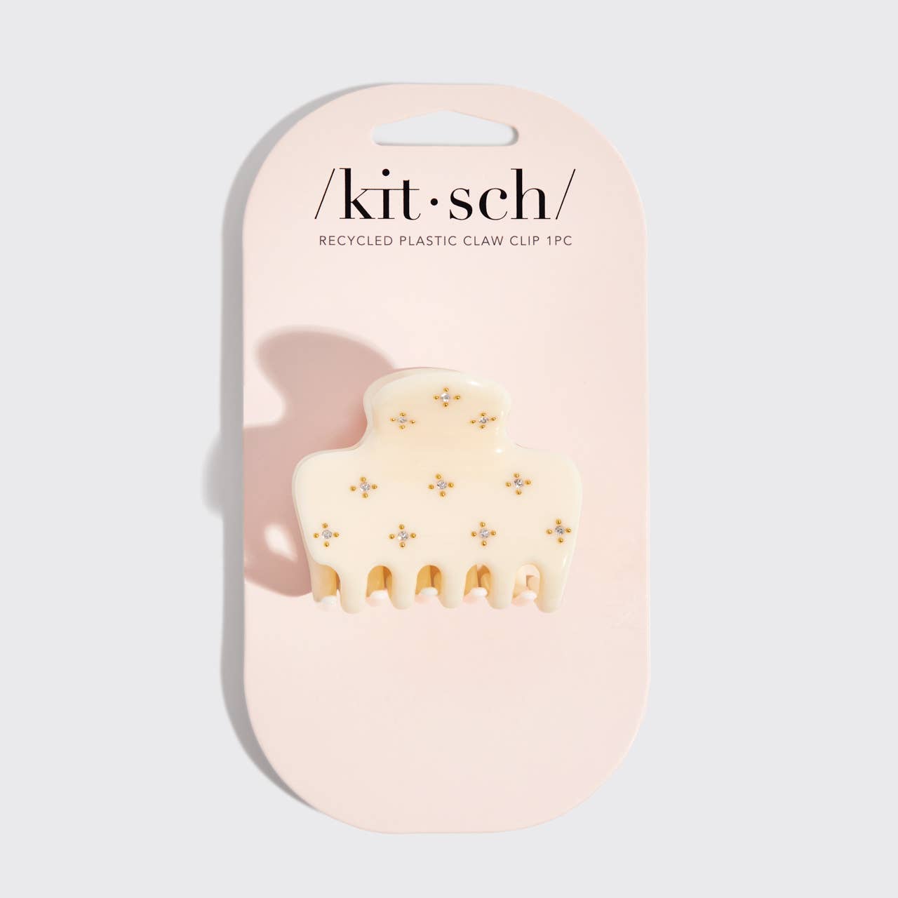 Recycled Plastic Rhinestone Medium Puffy Claw Clip-Ivory