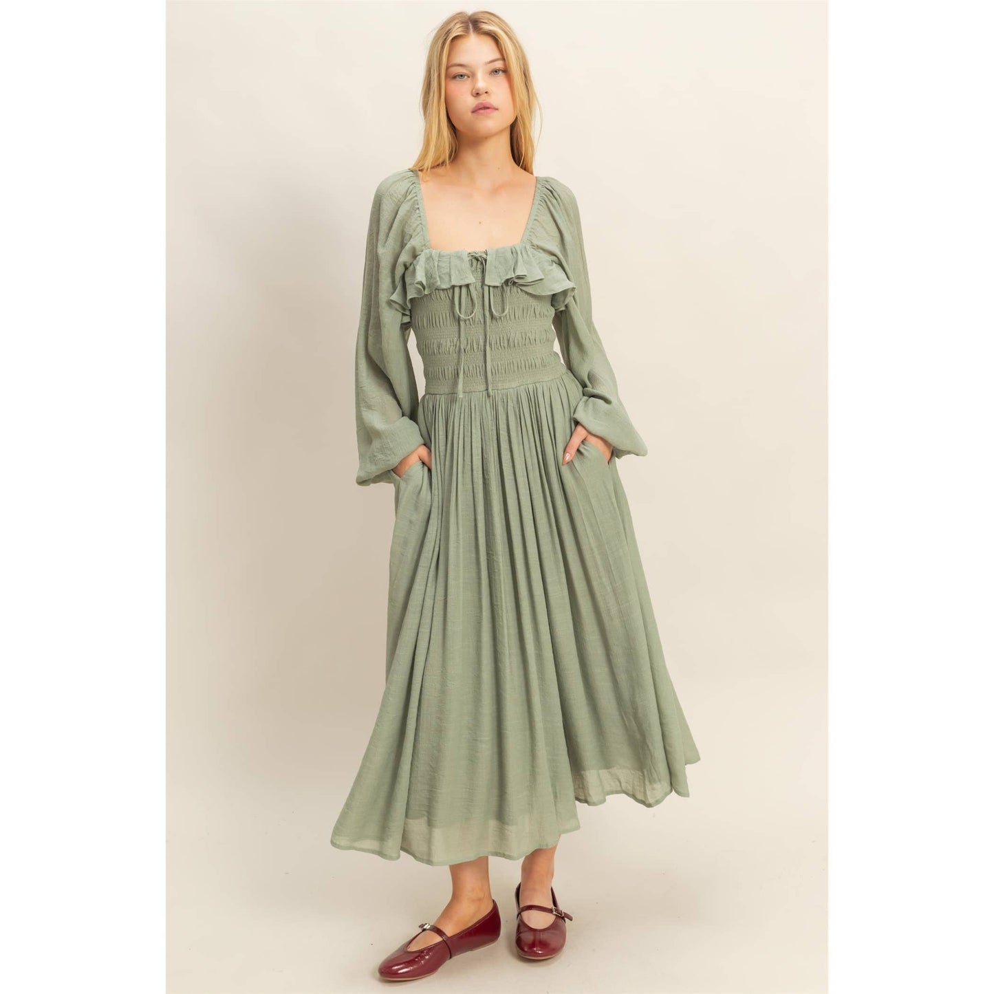 Peasant Gal Midi Dress