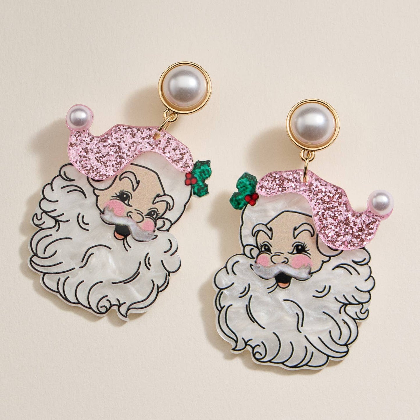 Pretty Pink Santa Pearl Earrings