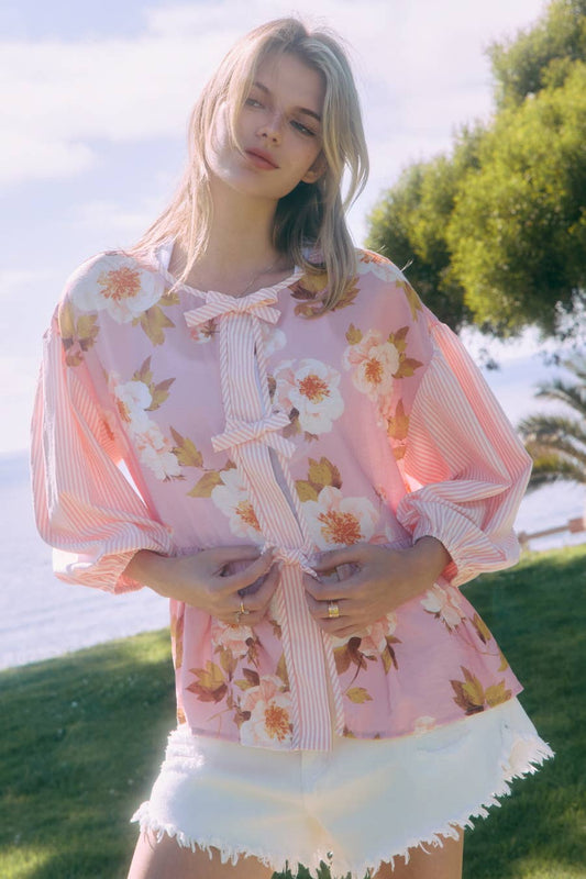 Blush Blossom Blouse Top