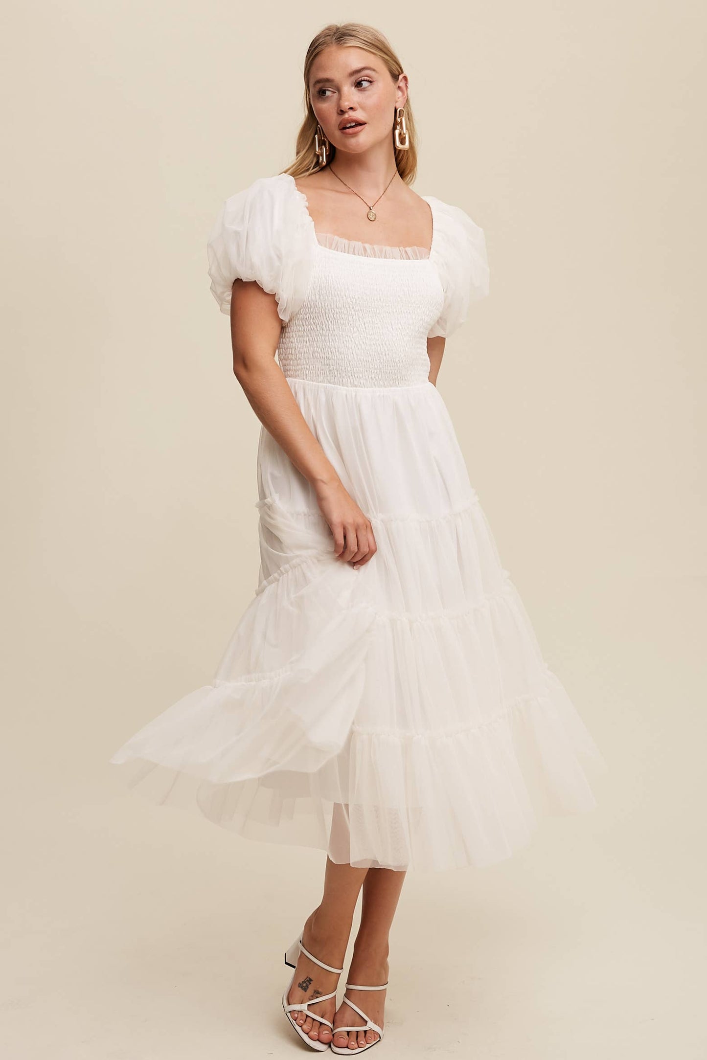 Chic Cream Tulle Dress